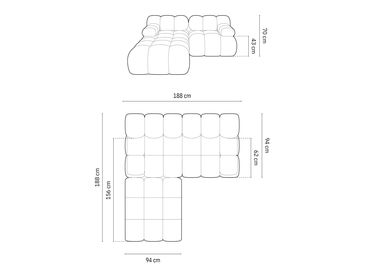 Moduláris sarokkanapé Caltenu 102 (Bluvel 52)