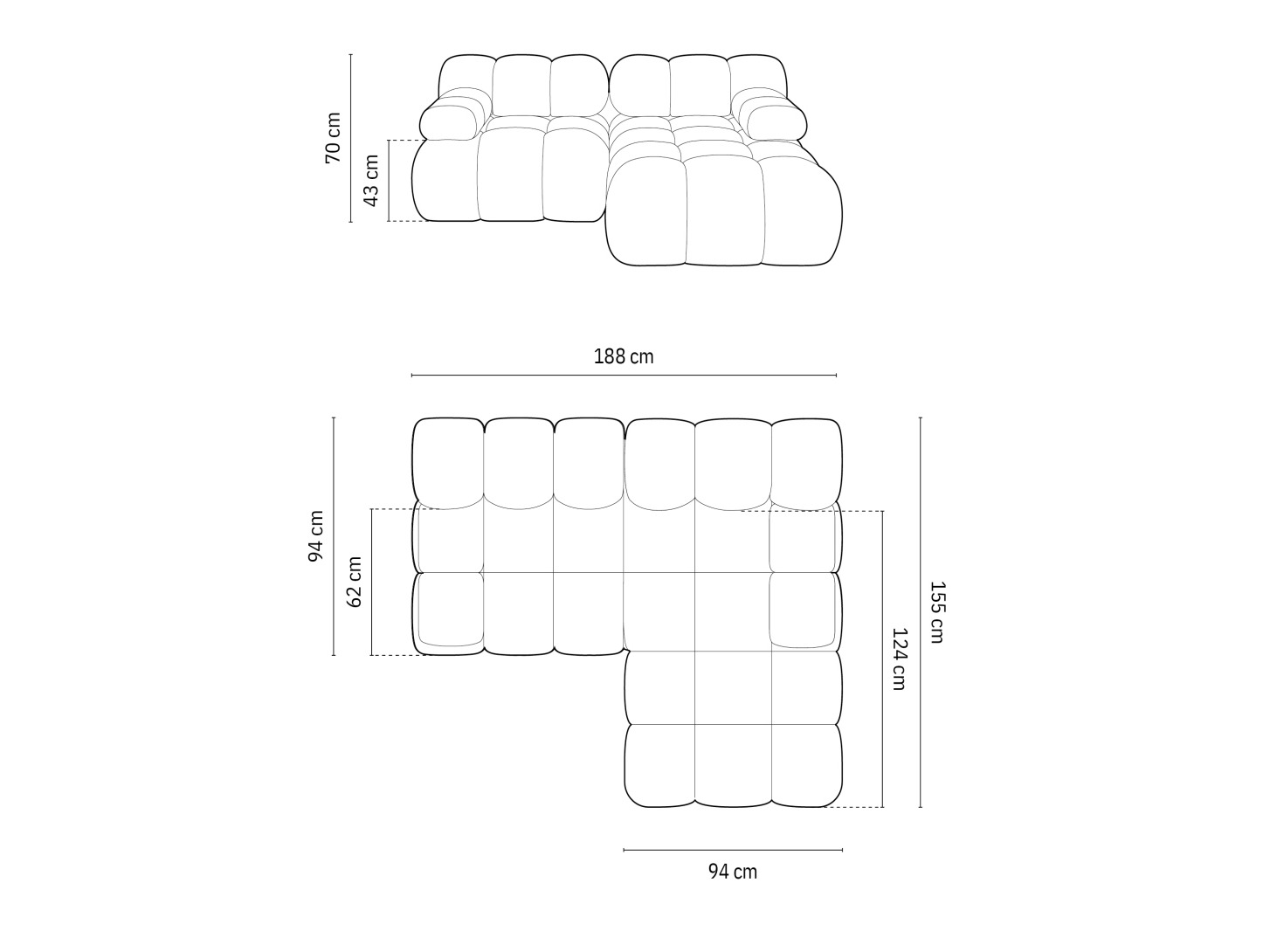 Moduláris sarokkanapé Caltenu 105 (Bluvel 06)