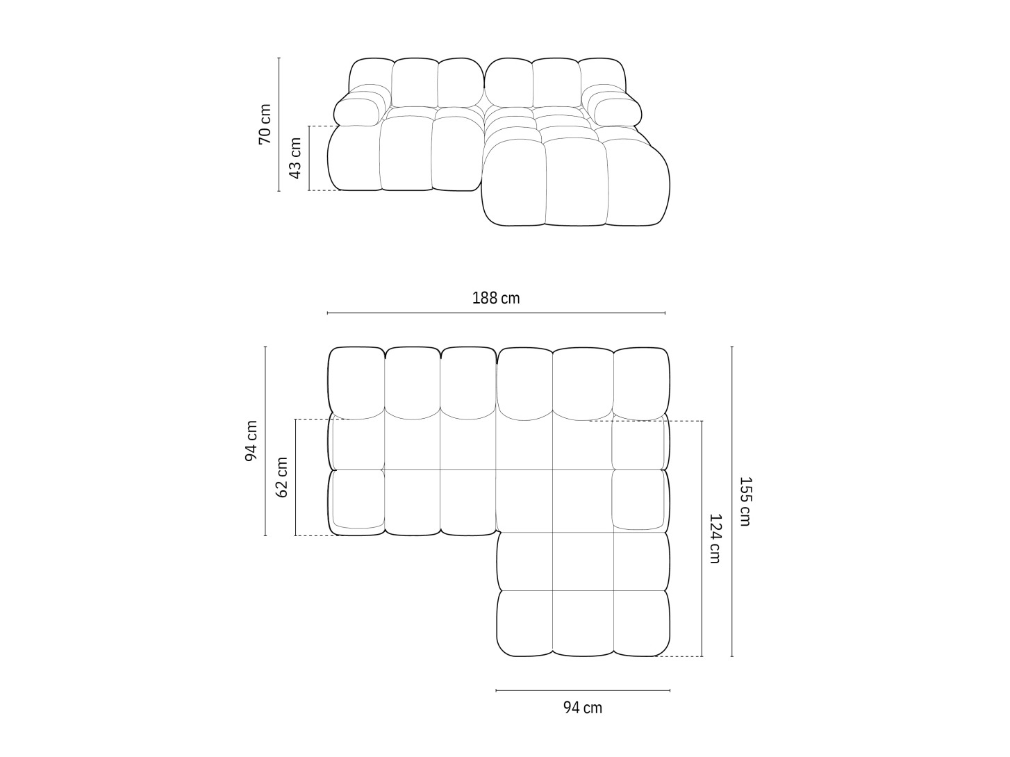 Moduláris sarokkanapé Caltenu 105 (Bluvel 30)