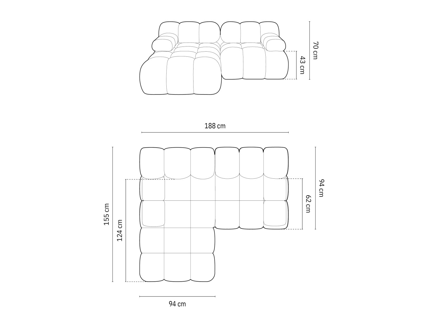 Moduláris sarokkanapé Caltenu 105 (Bluvel 78)