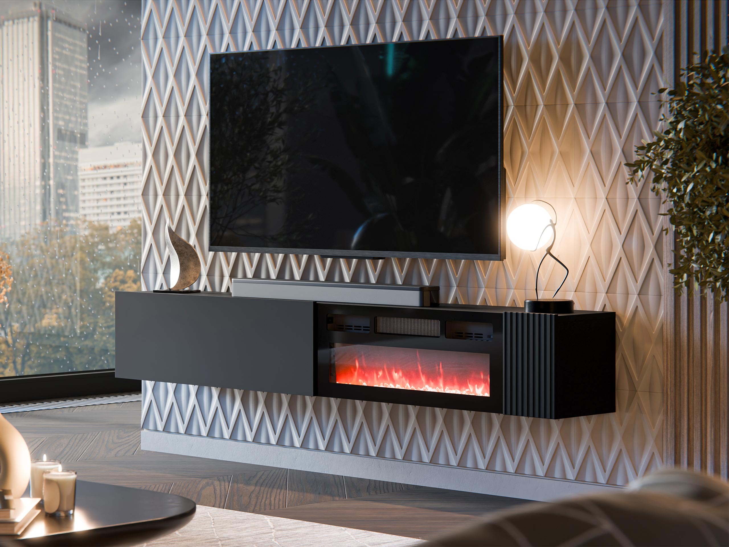 TV-állvány Calveru 110 (Fekete)