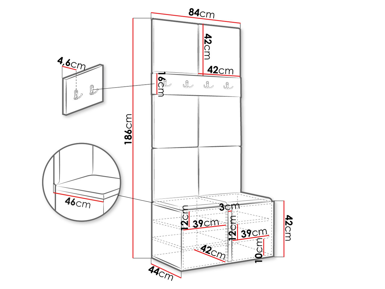 Előszoba garnitúra Hartford 267 (Grafit)