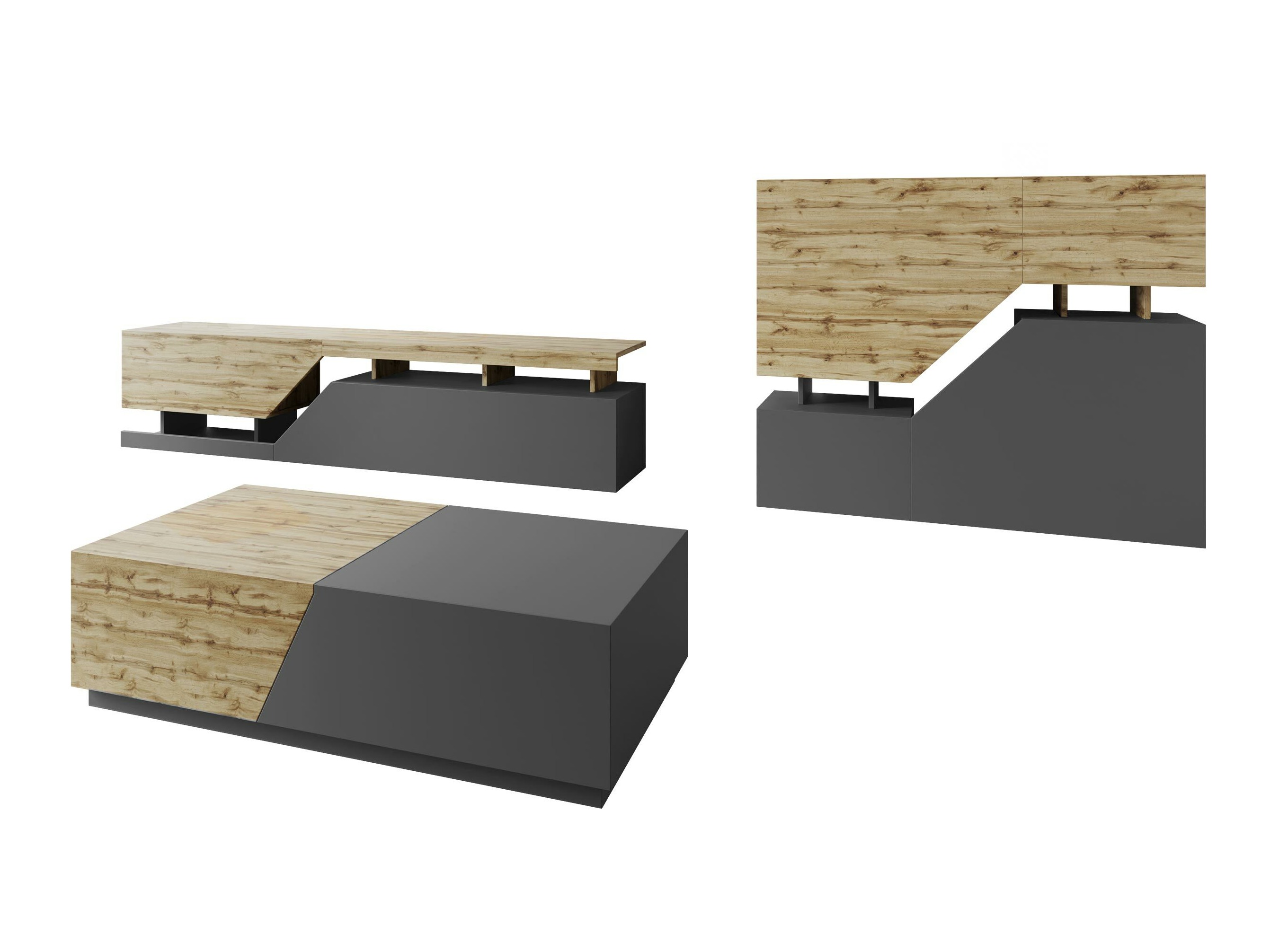 Nappali szett Comfivo Daldune II (Antracit + Wotan tölgy)