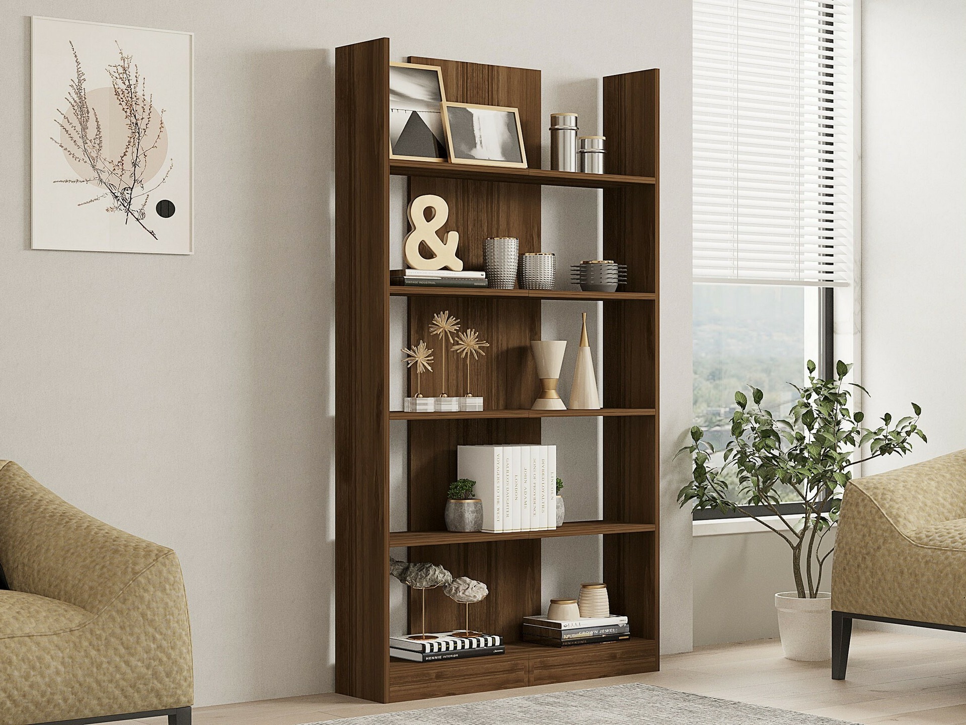 Könyvespolc Kailua 1100 (Dió)