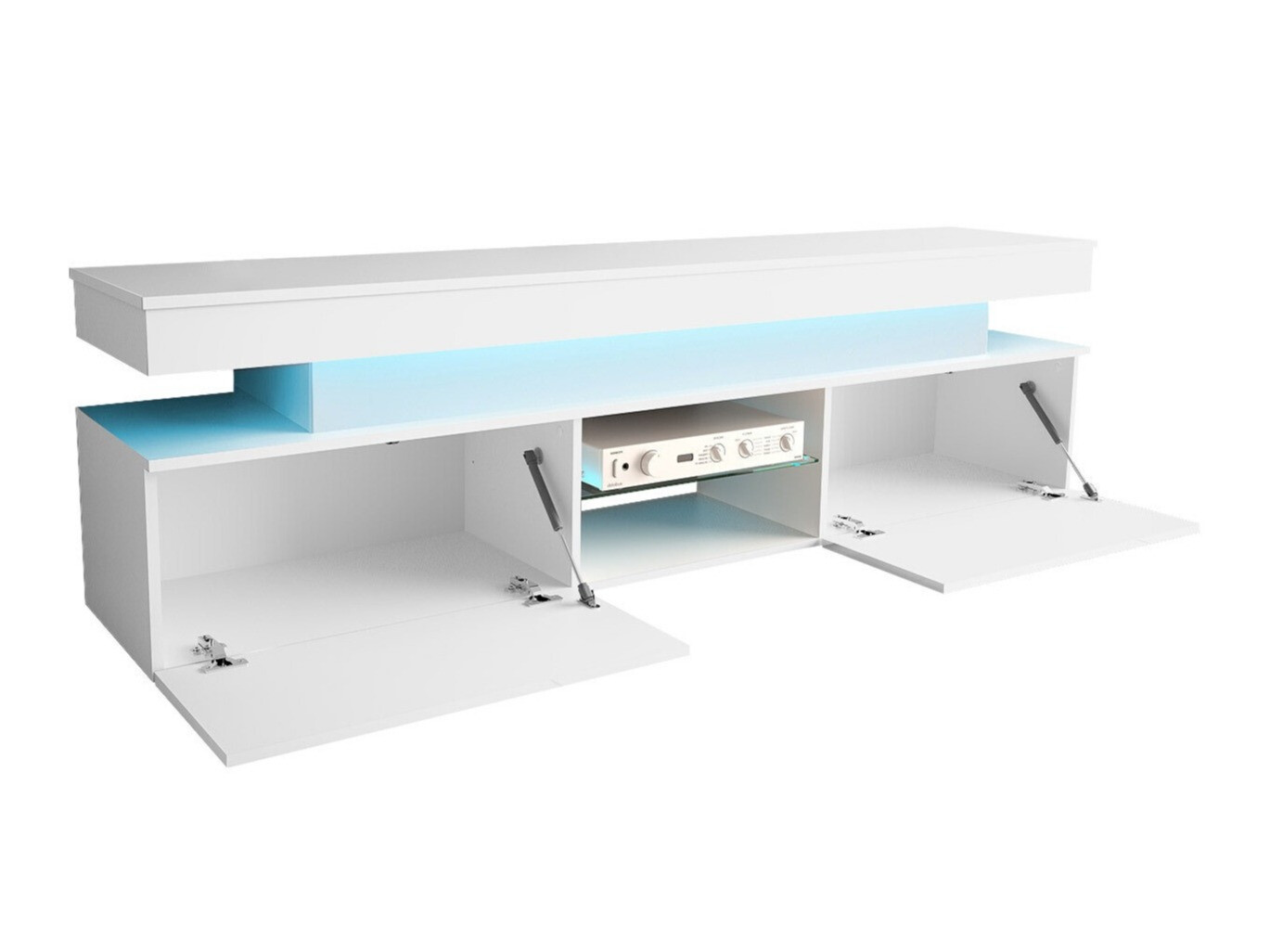 TV-állvány Monfero (Fekete + Fényes fekete)