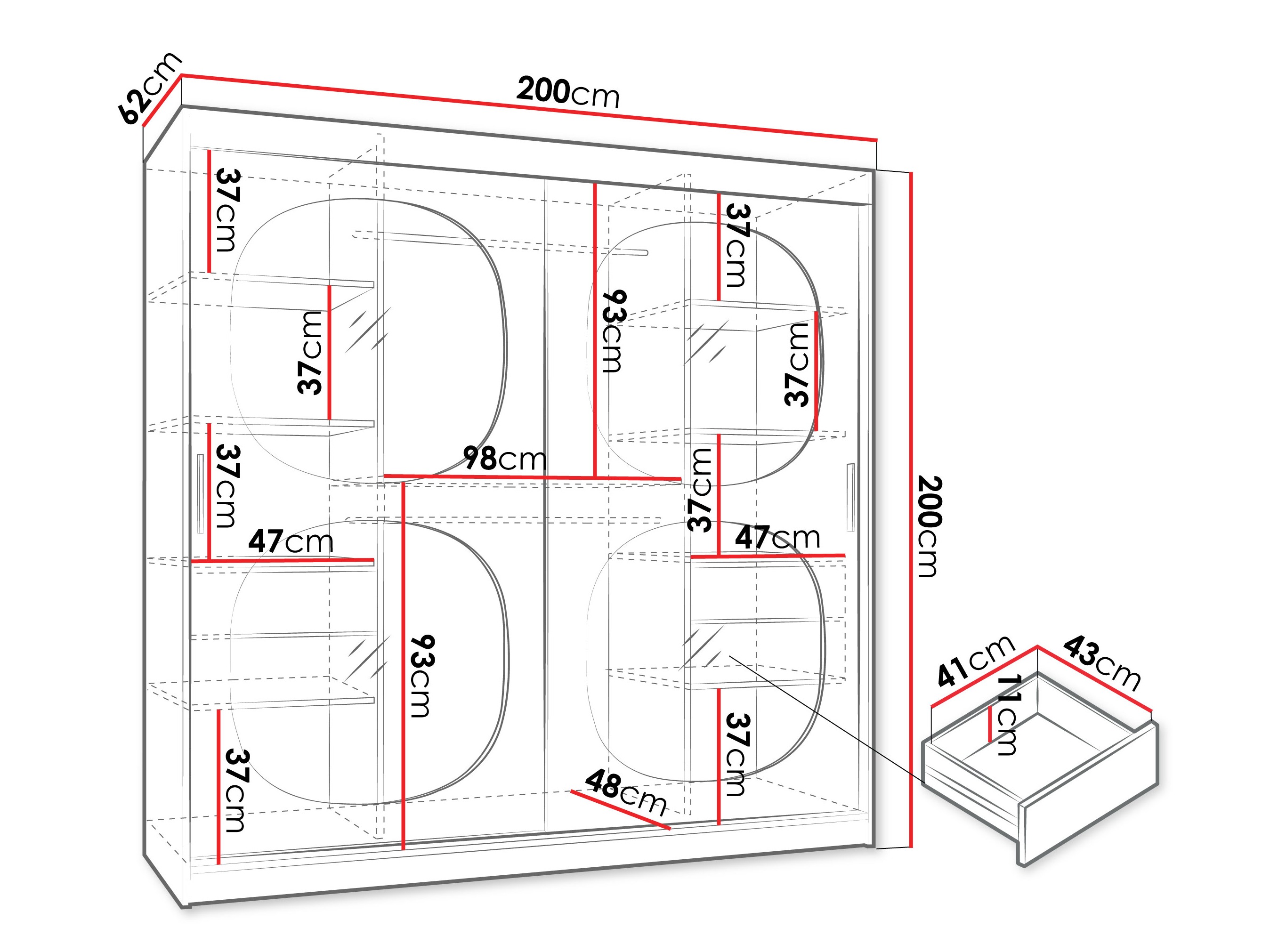 Gardróbszekrény Hartford 531 (Fekete)