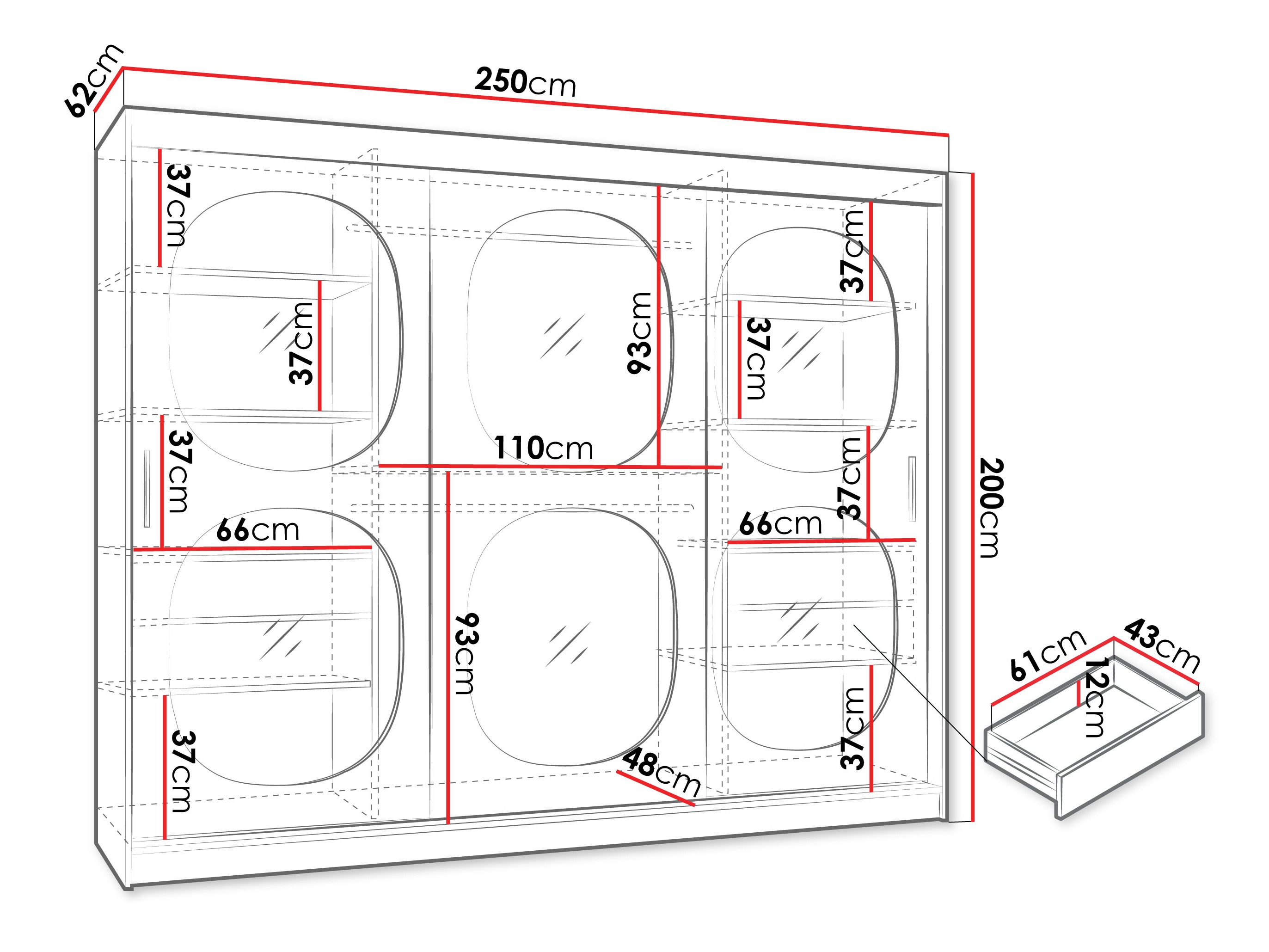 Gardróbszekrény Hartford 533 (Fekete)