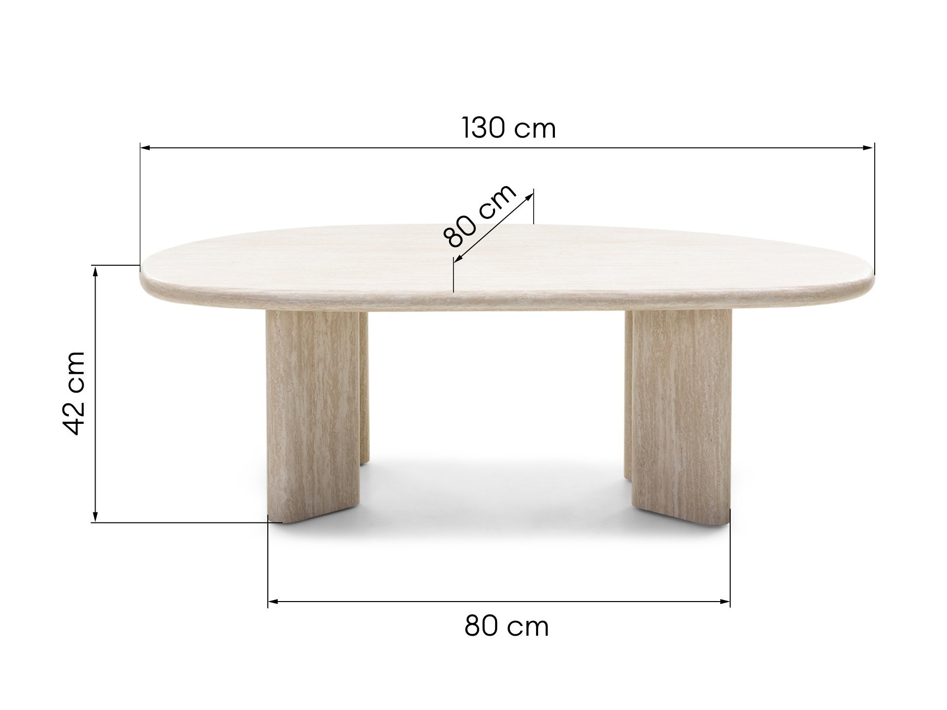 Dohányzóasztal Burleson 476 (Világos Travertine)
