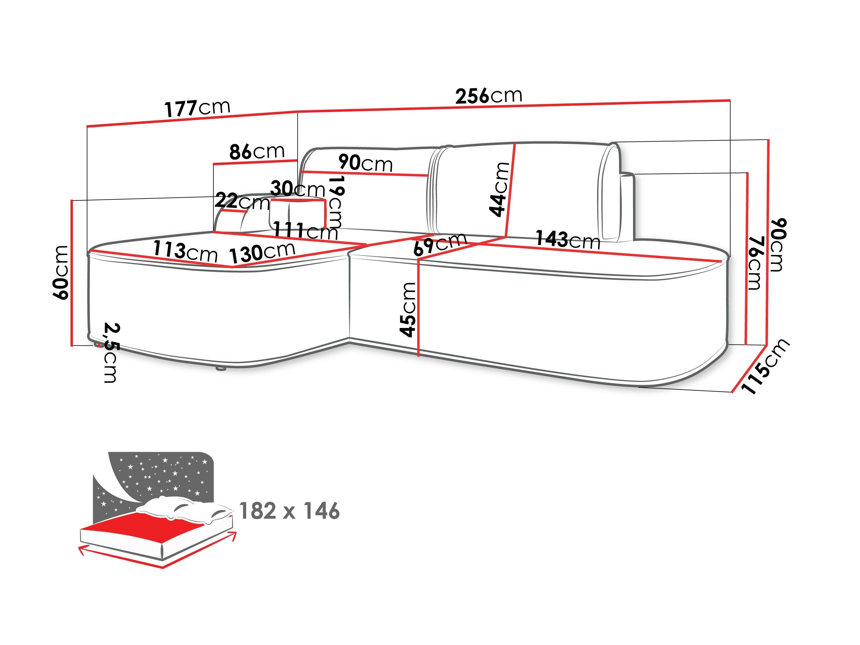 Sarokkanapé Comfivo 464 (Coral 65)