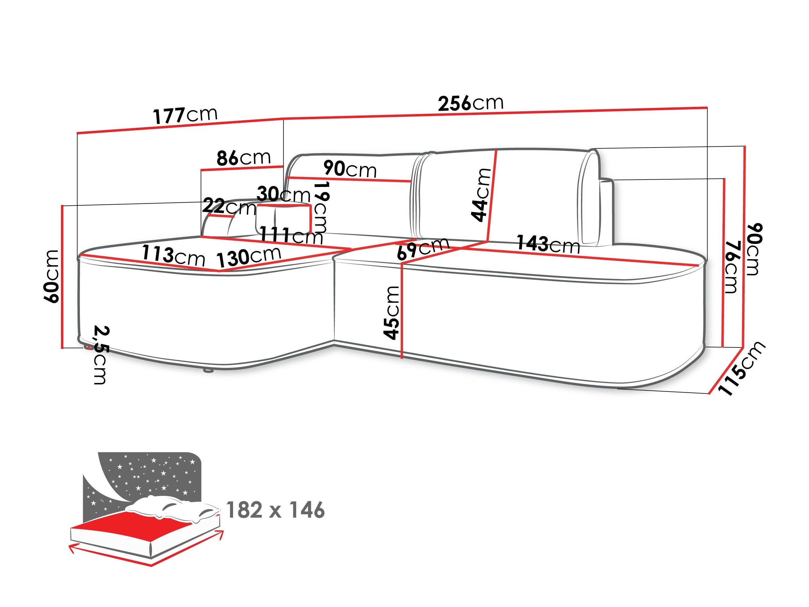 Sarokkanapé Comfivo 464 (Coral 65)