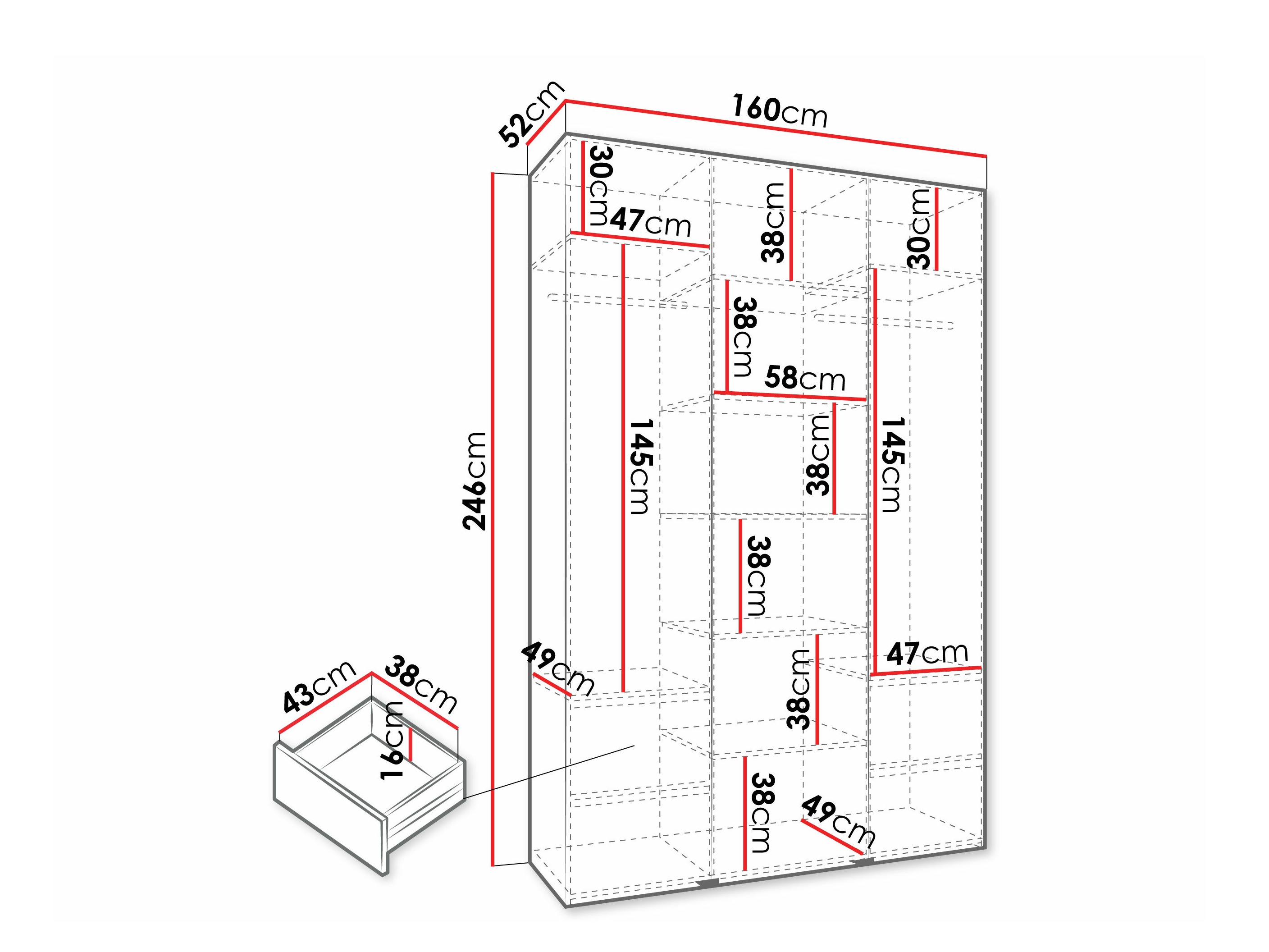 Gardróbszekrény Hartford 573 (Fehér)