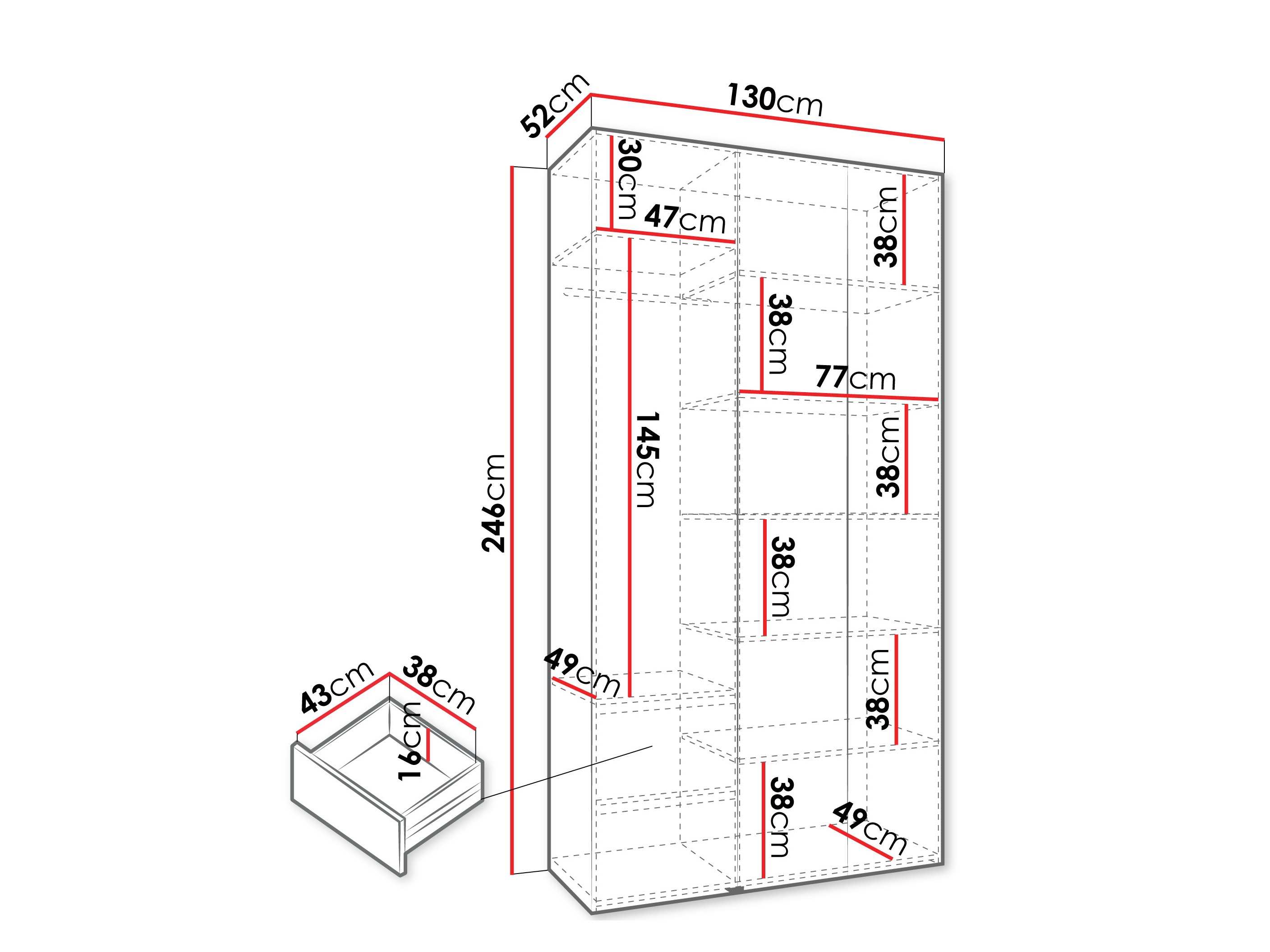 Gardróbszekrény Hartford 563 (Fehér)