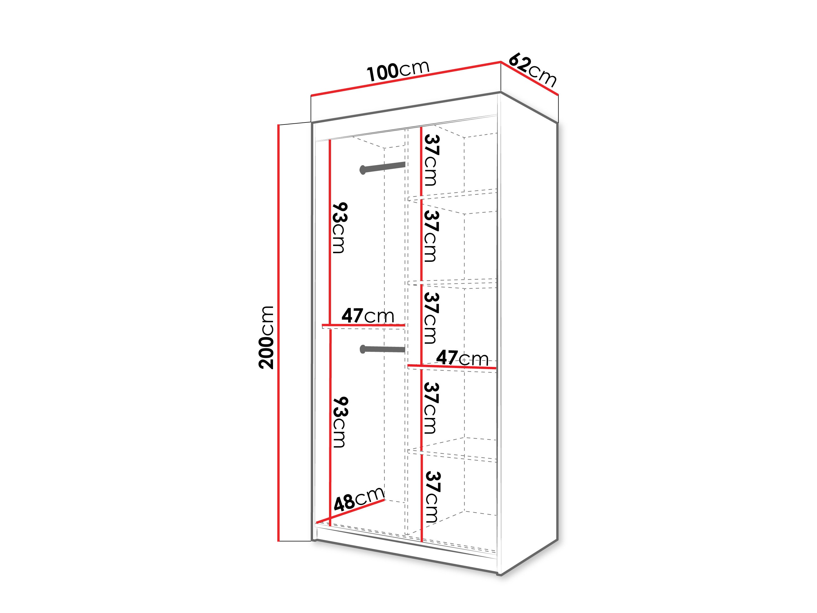 Gardróbszekrény Hartford 576 (Fekete)