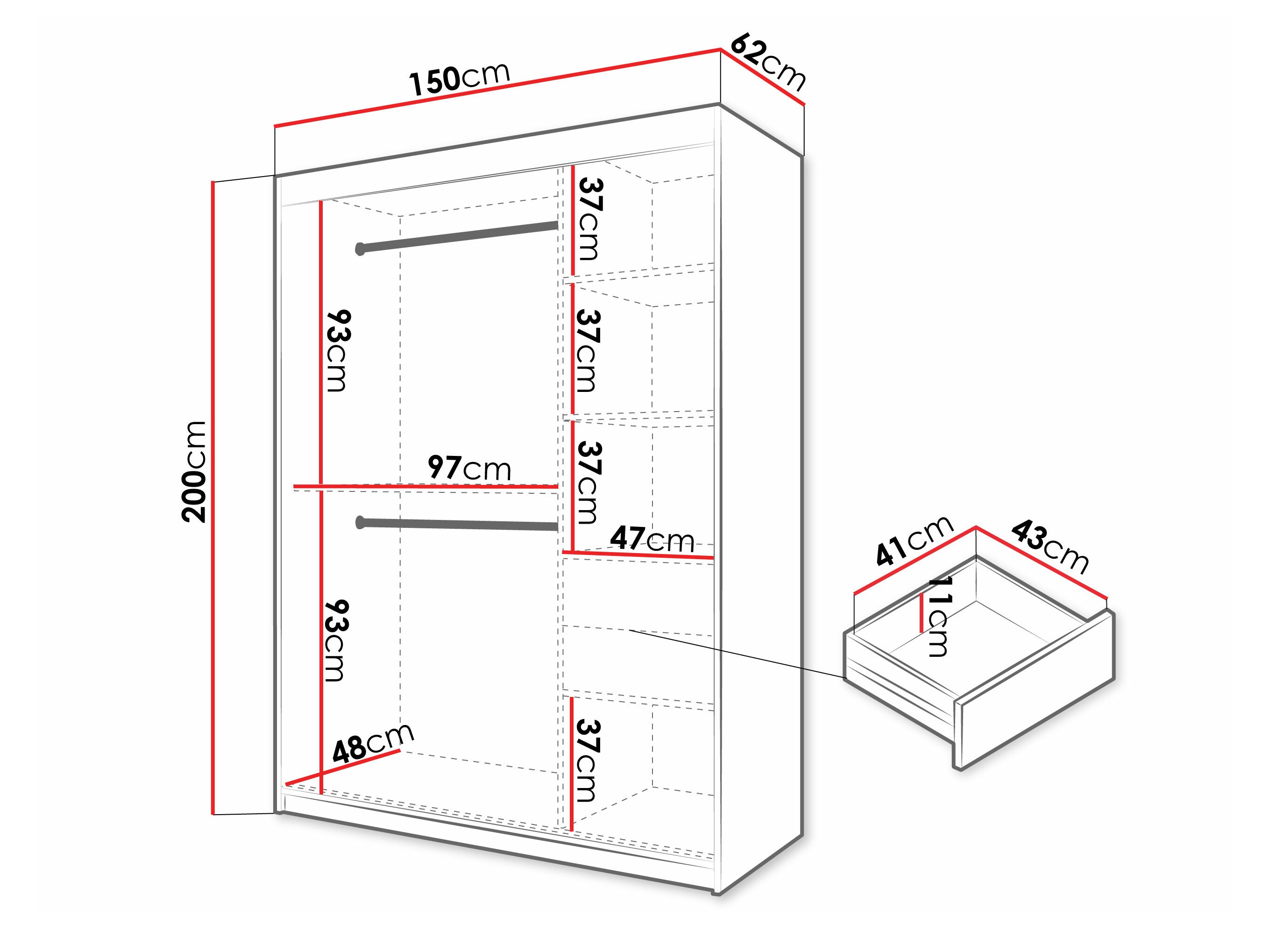 Gardróbszekrény Hartford 577 (Fekete)