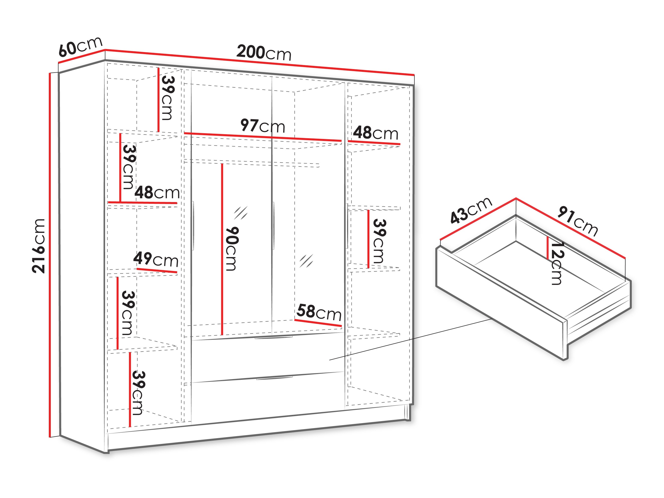 Gardróbszekrény Closico 201 (Fehér)