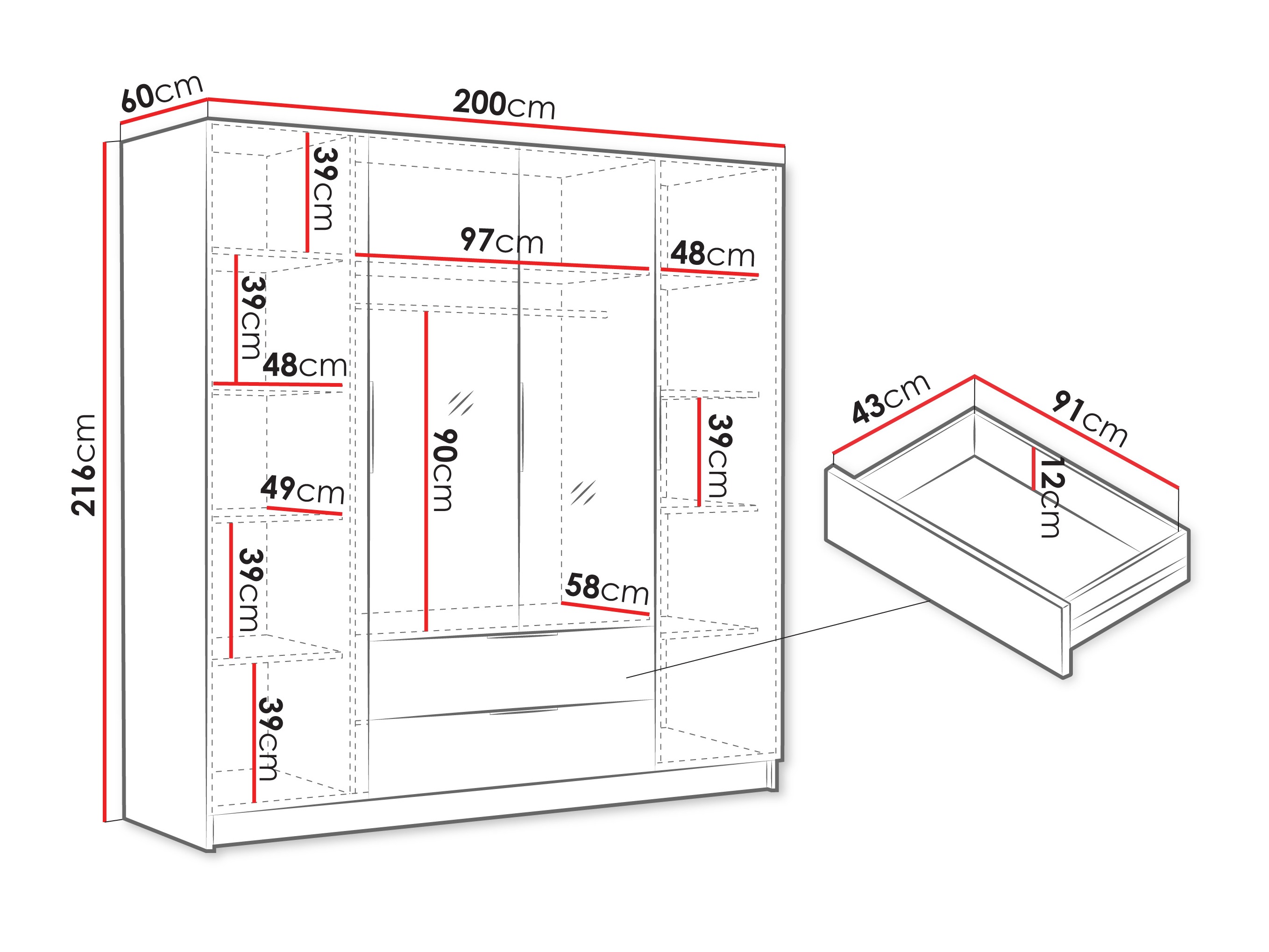 Gardróbszekrény Closico 201 (Kasmír)