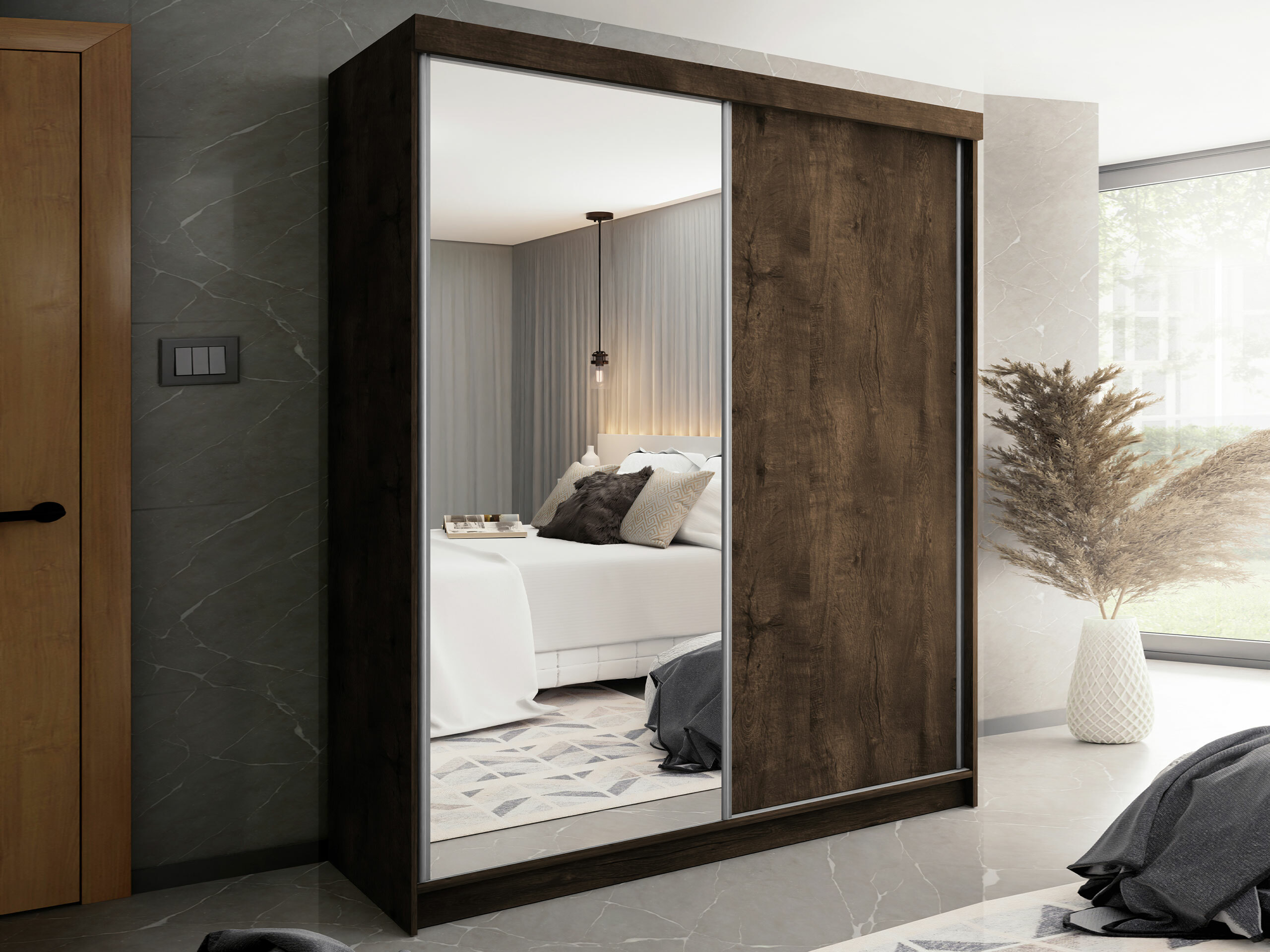 Gardróbszekrény Dover 107 (Sötét hamuszürke)