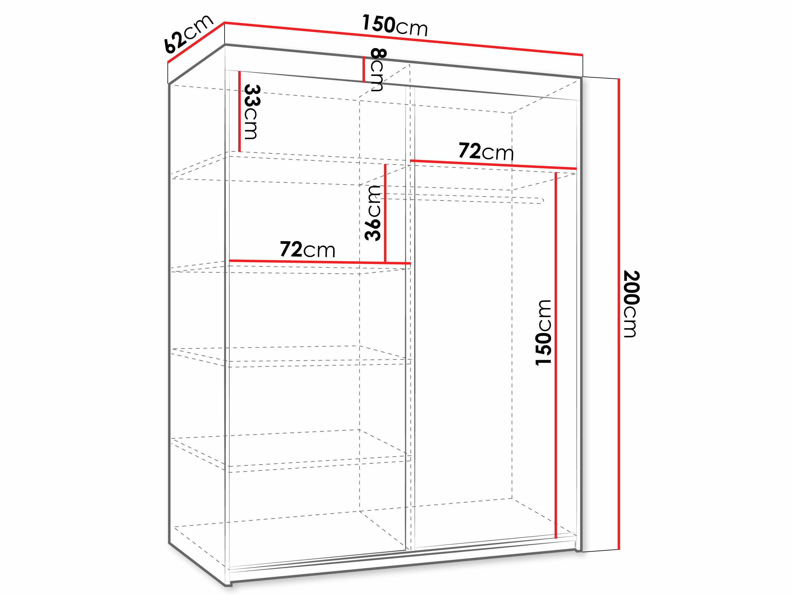 Gardróbszekrény Dover 110 (Fehér)