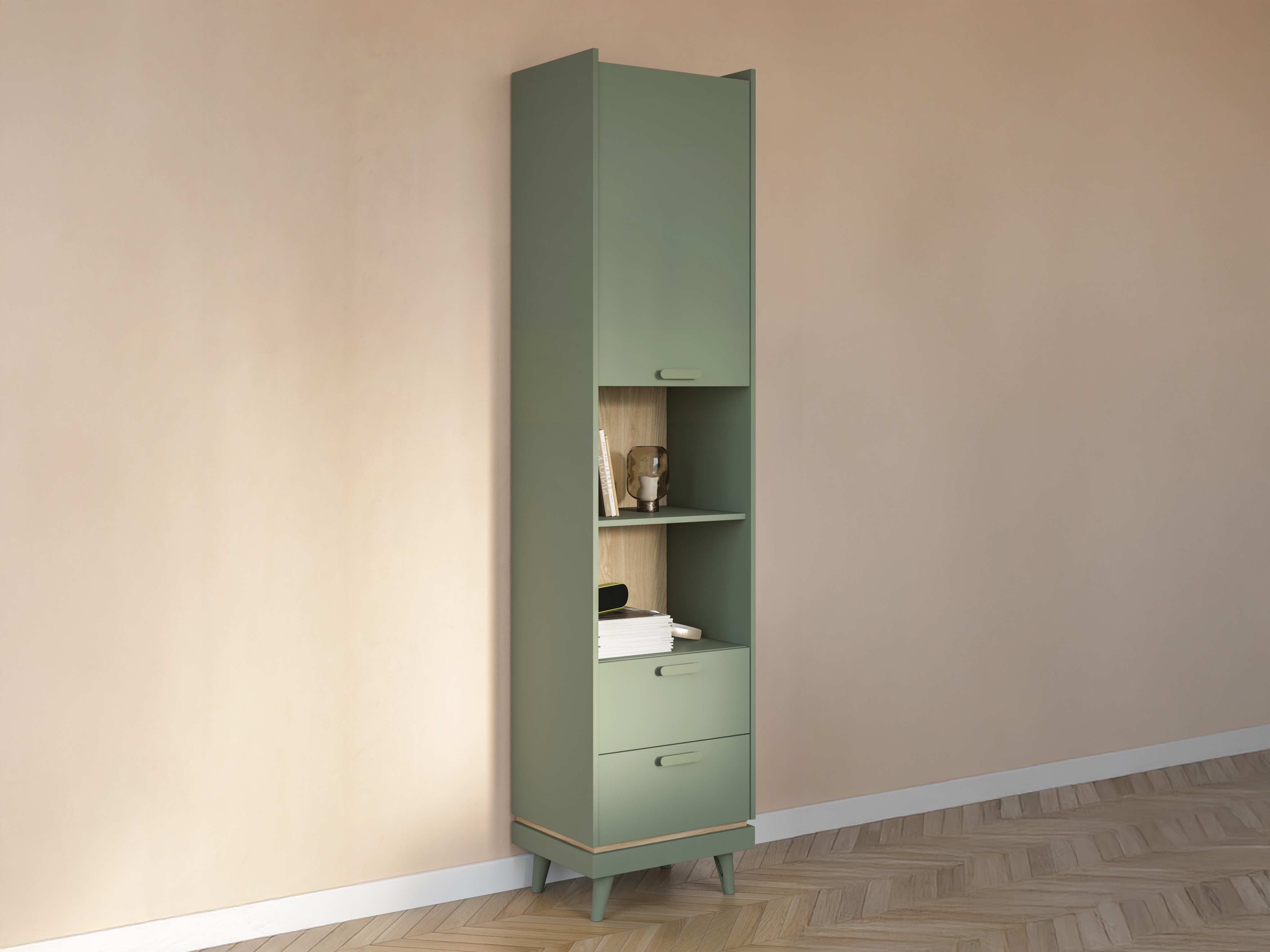 Könyvespolc Fertalu 106 (Zöld + Tölgy)