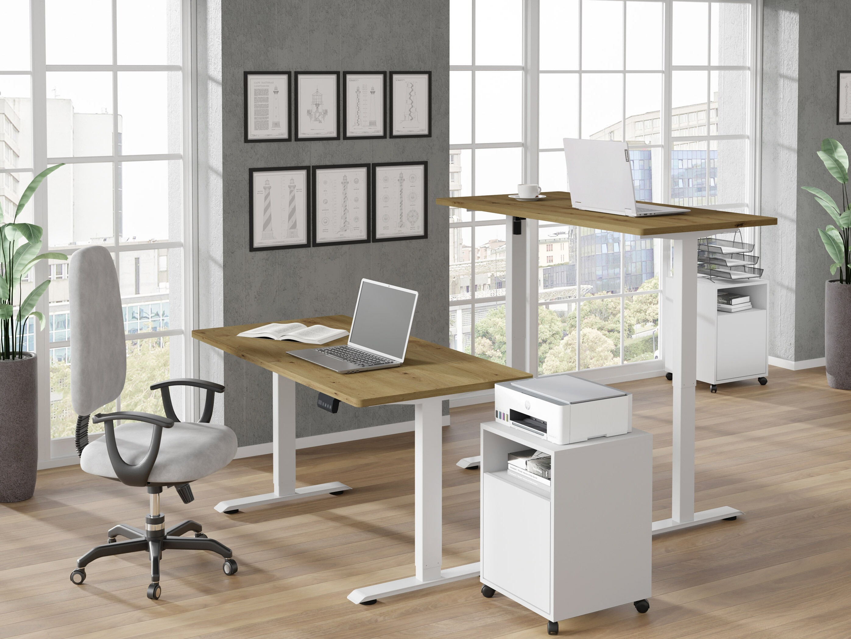 Állítható magasságú íróasztal Buffalo 184 (Fehér)