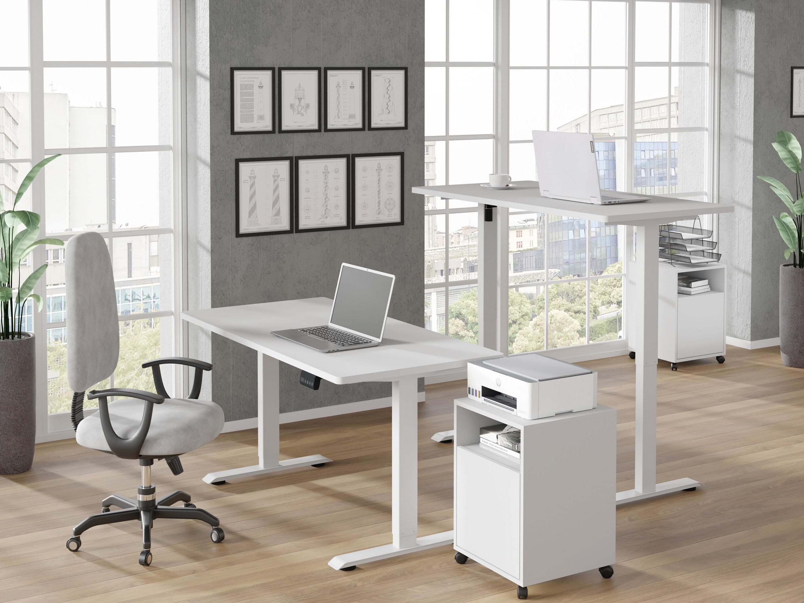 Állítható magasságú íróasztal Buffalo 184 (Fehér)