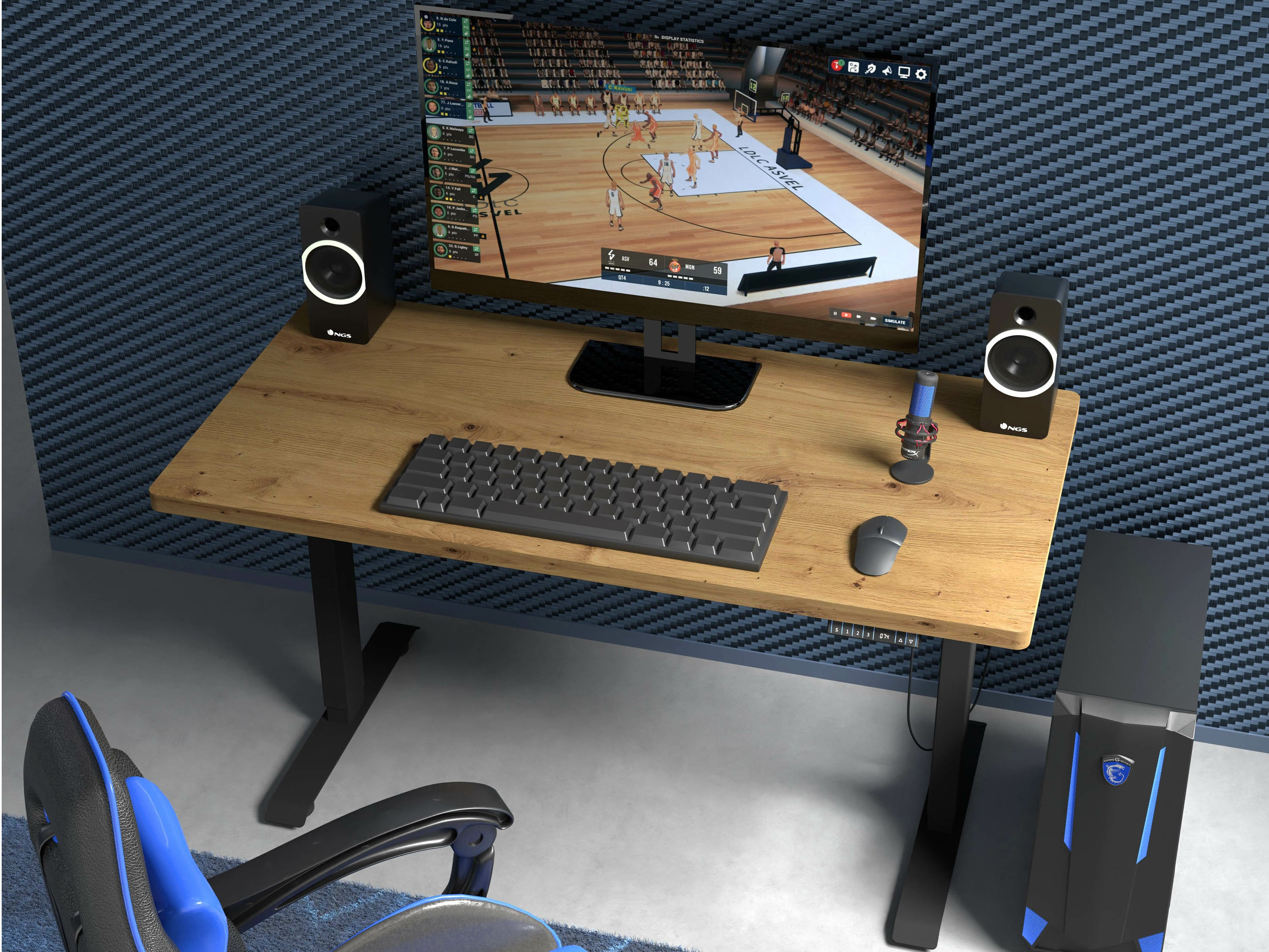 Állítható magasságú íróasztal Buffalo 184 (Fekete)