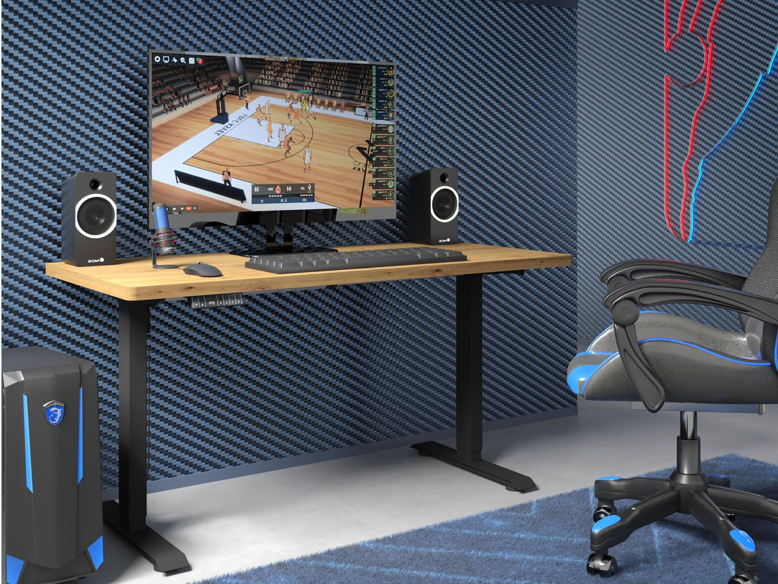 Állítható magasságú íróasztal Buffalo 184 (Fekete)