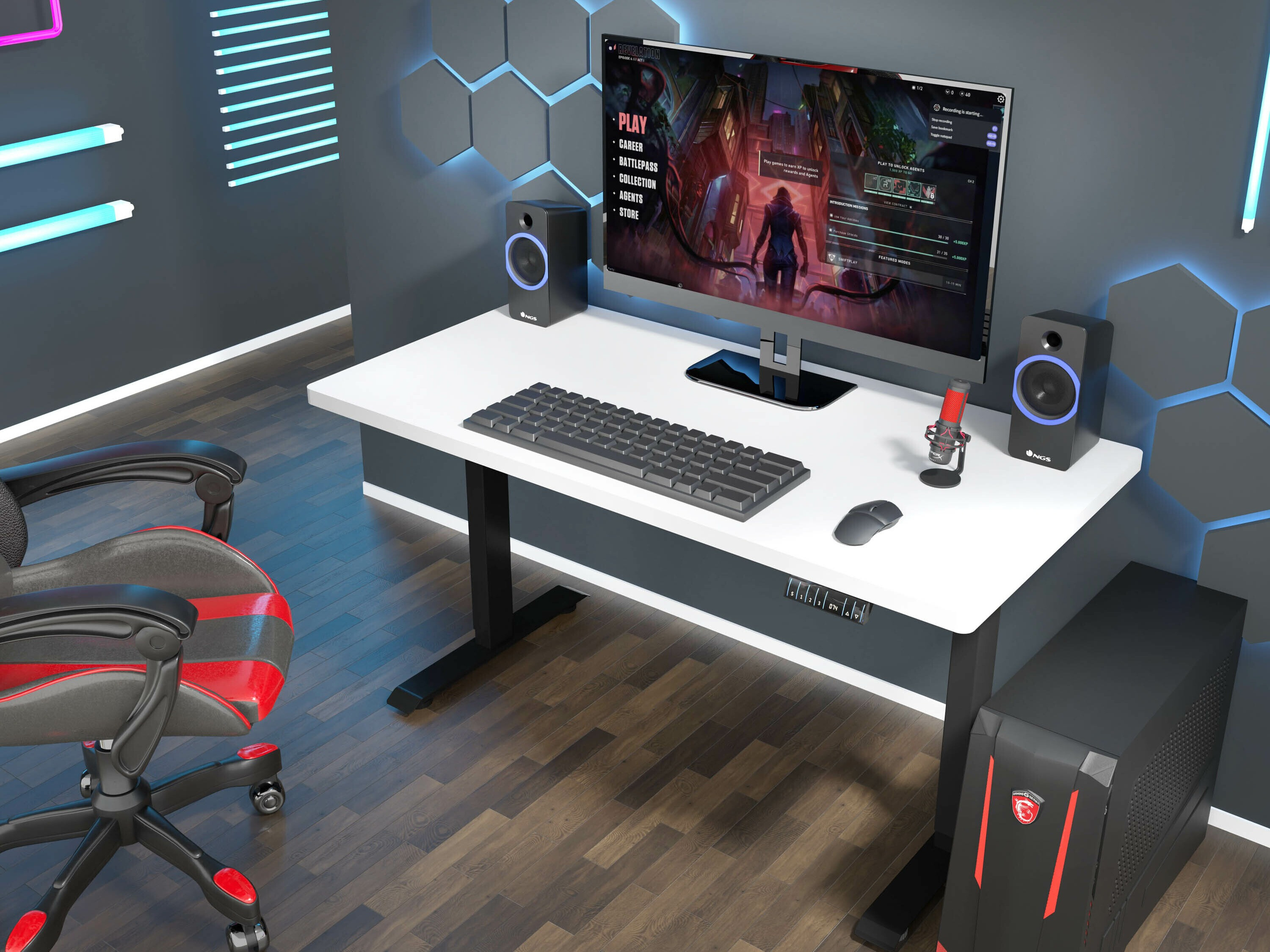 Állítható magasságú íróasztal Buffalo 184 (Fekete)