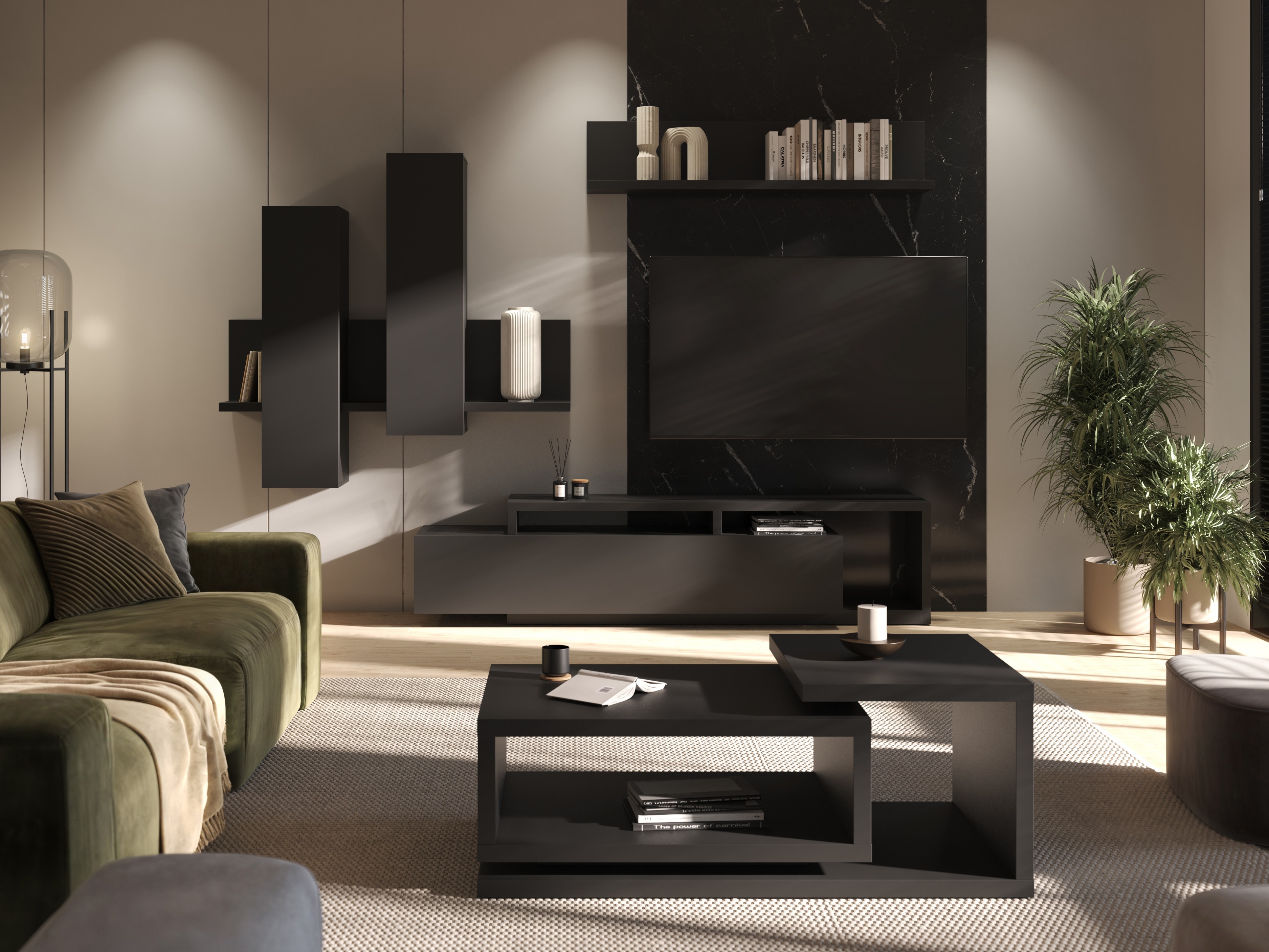 Nappali szett Lutiva 100 (Matt fekete)