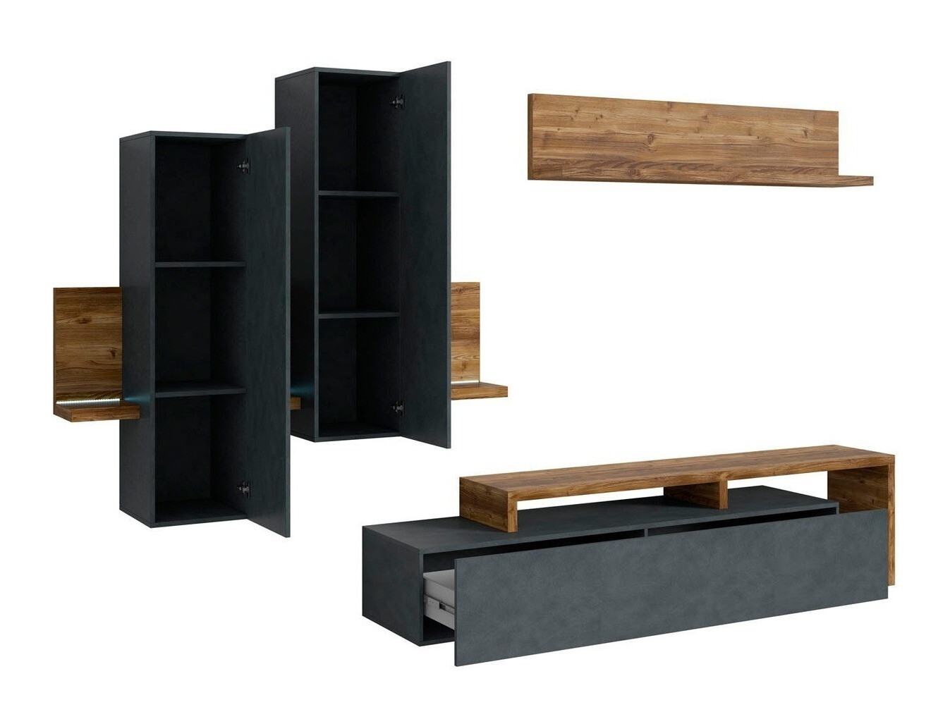 Nappali szett Lutiva 100 (Matera szürke + Sötét lucfenyő)