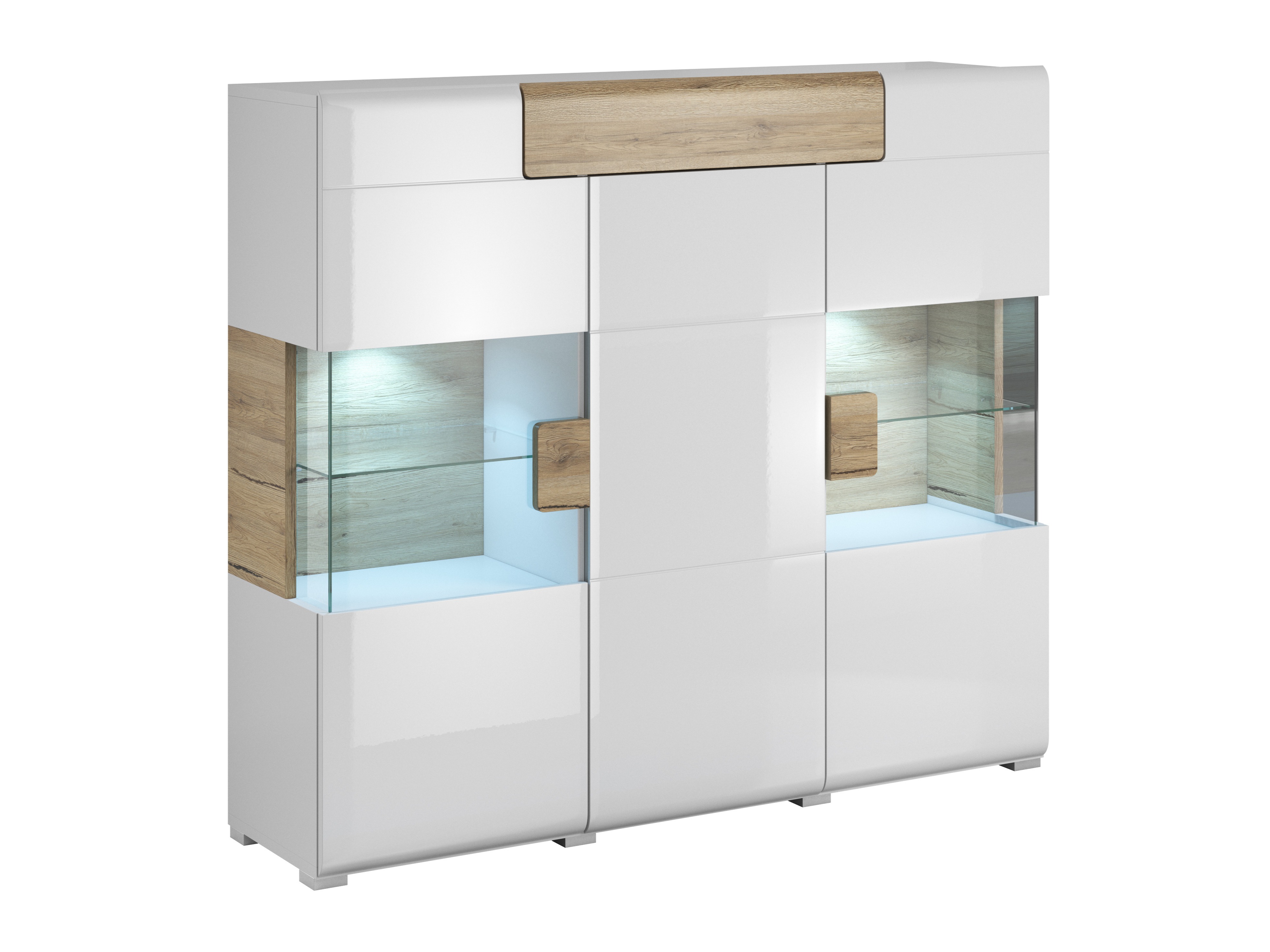 Szekrény Torsone 100 (Fehér + Fényes fehér + San remo tölgy)