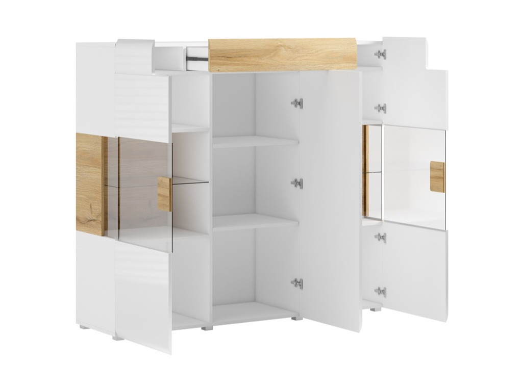 Szekrény Torsone 100 (Fehér + Fényes fehér + San remo tölgy)