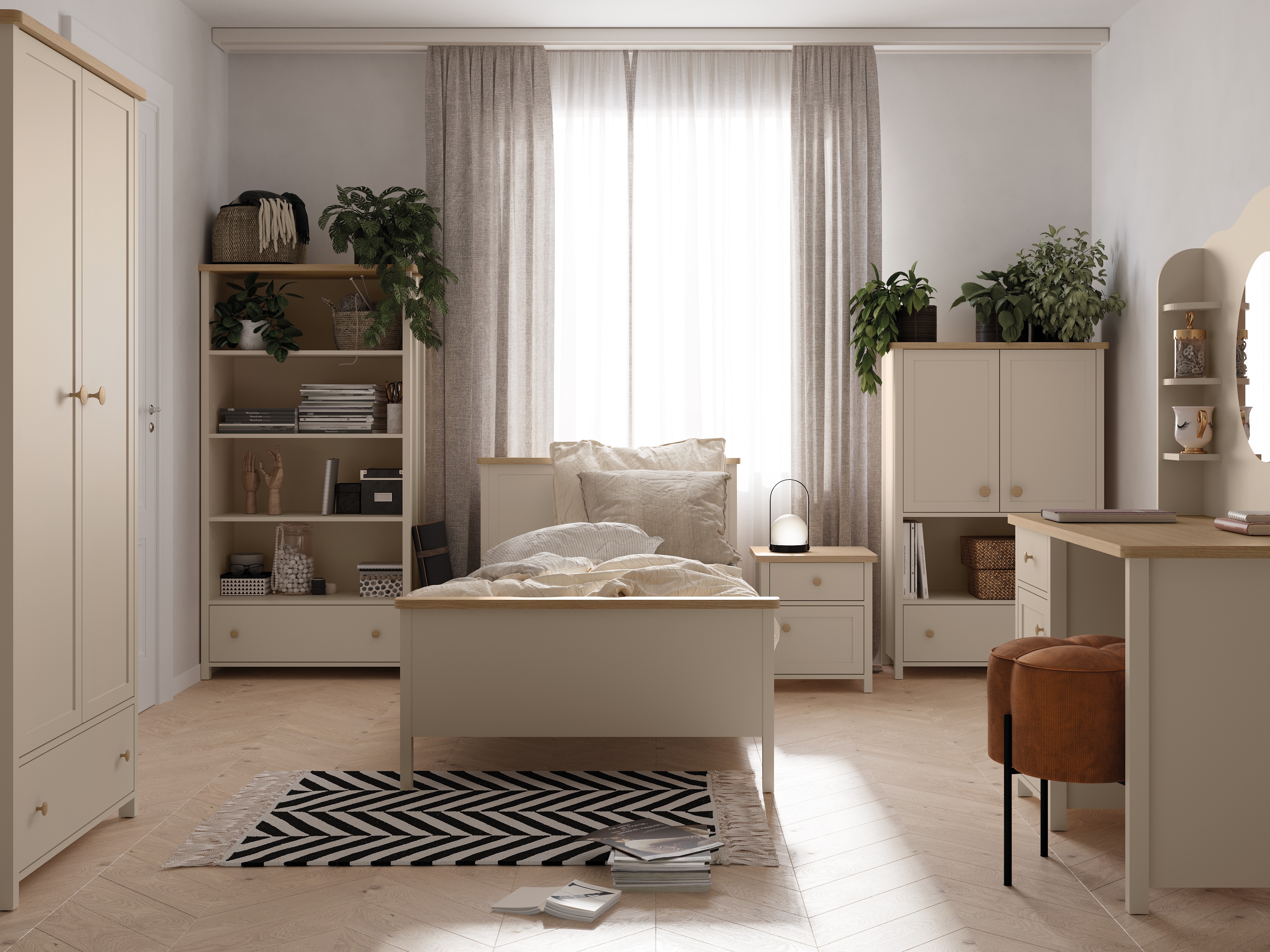 Könyvespolc Romelbo 142 (Bézs + Tölgy)