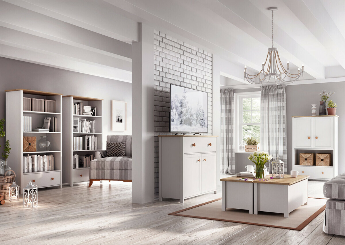 Komód Romelbo 150 (Fehér + Tölgy)