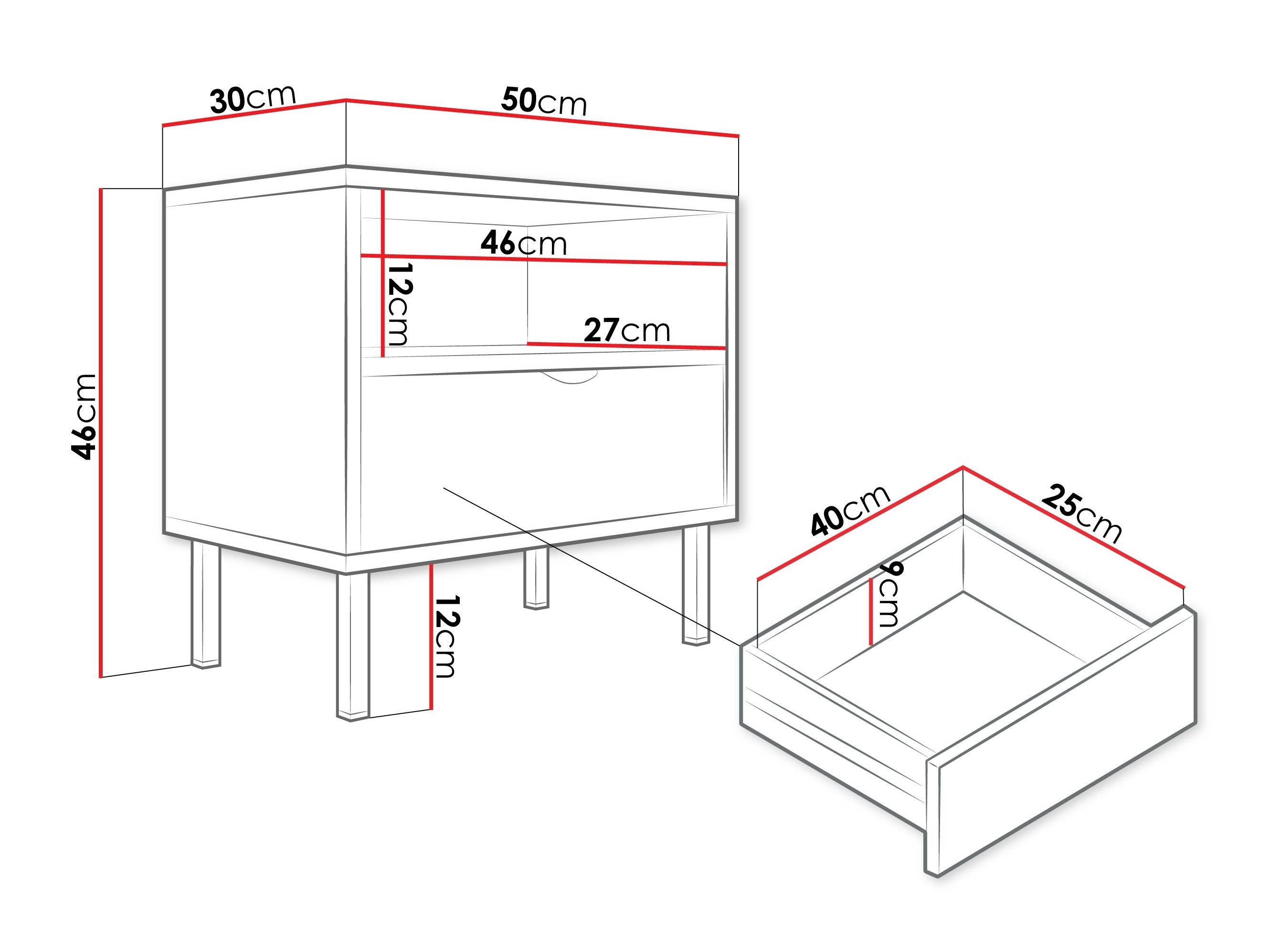 Éjjeliszekrény Comfivo Elblare