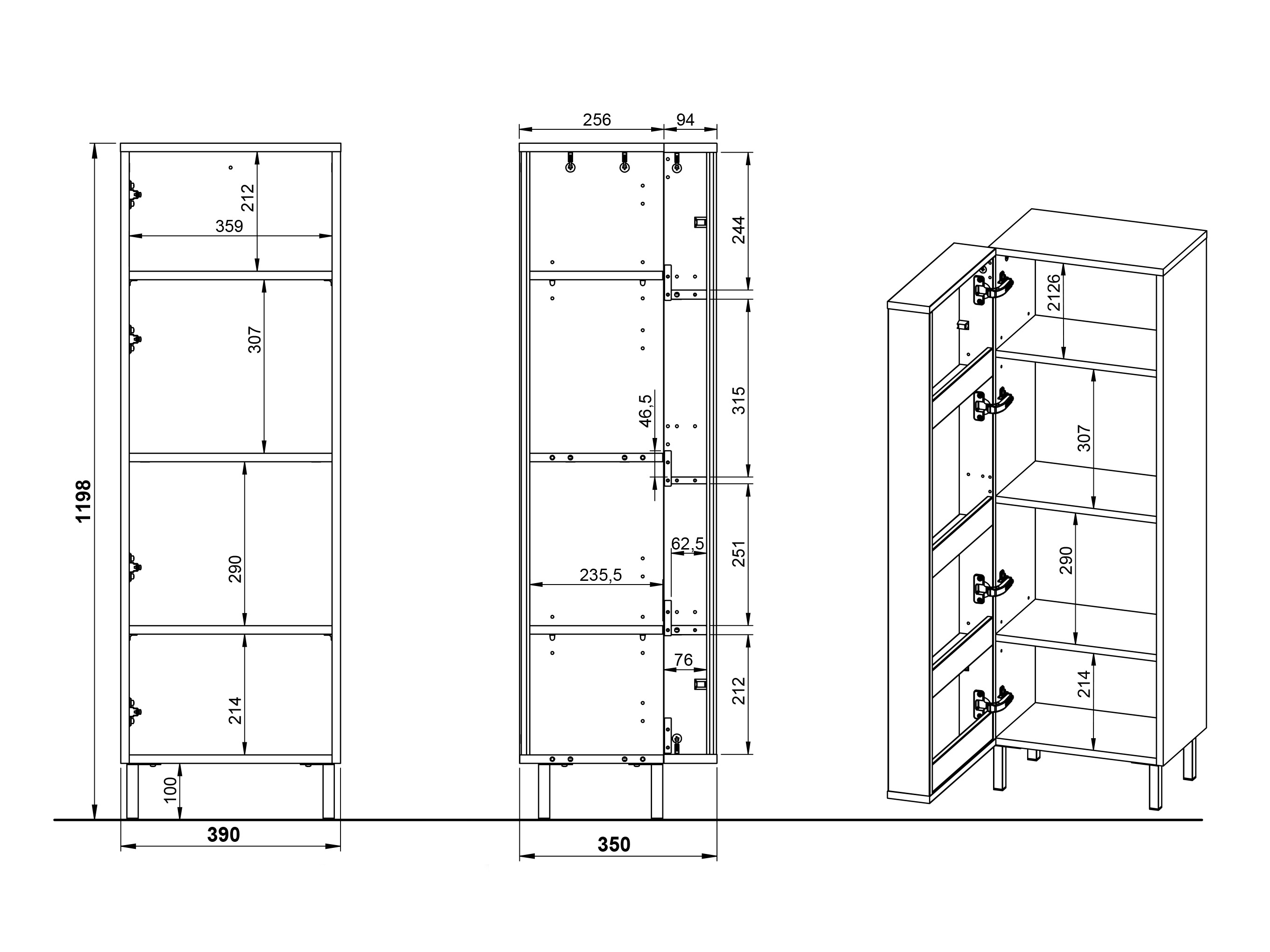 Beépített fürdőszoba szekrény Fenetro 101