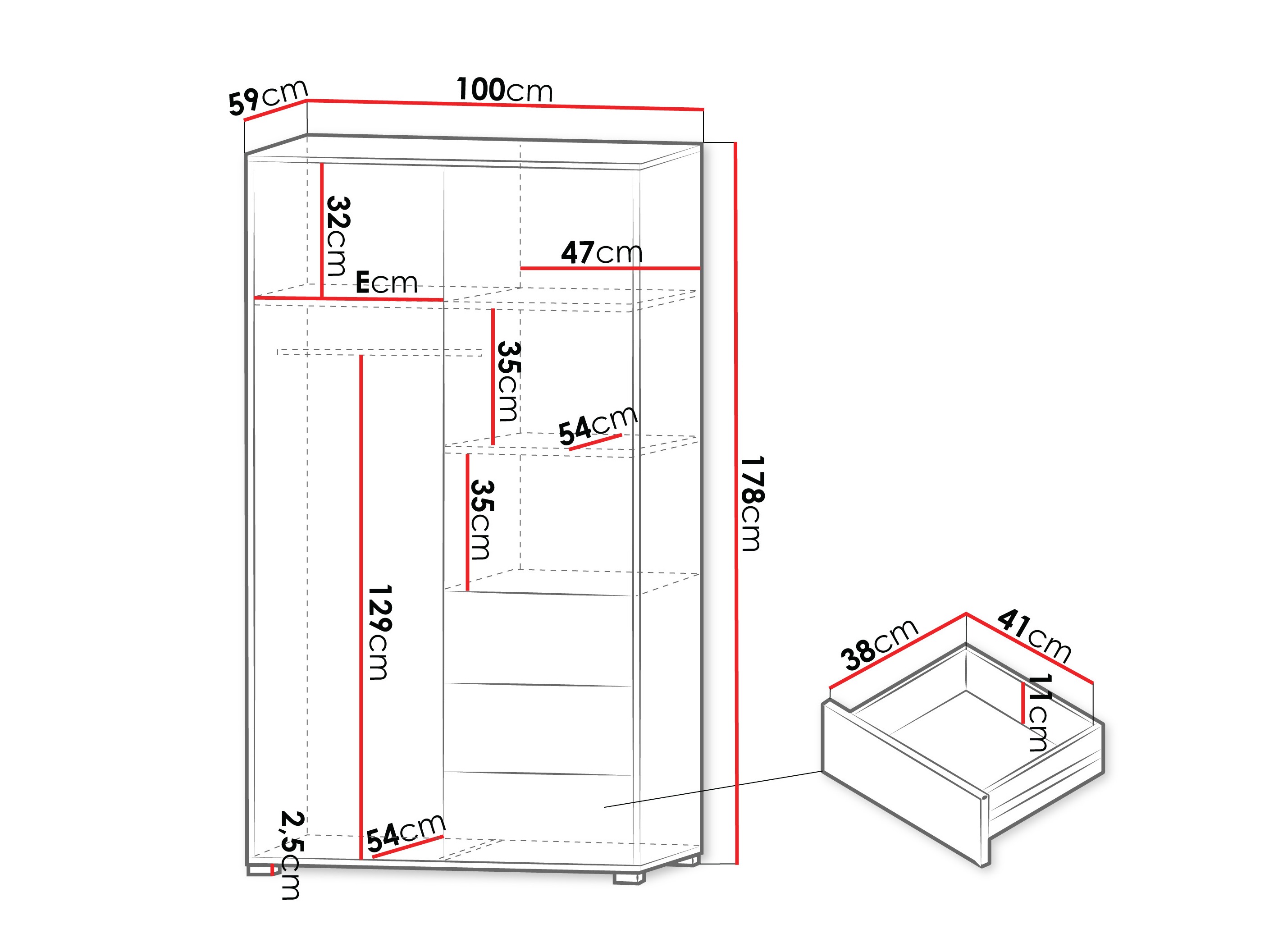 Gardróbszekrény Comfivo Tutela (Fehér)