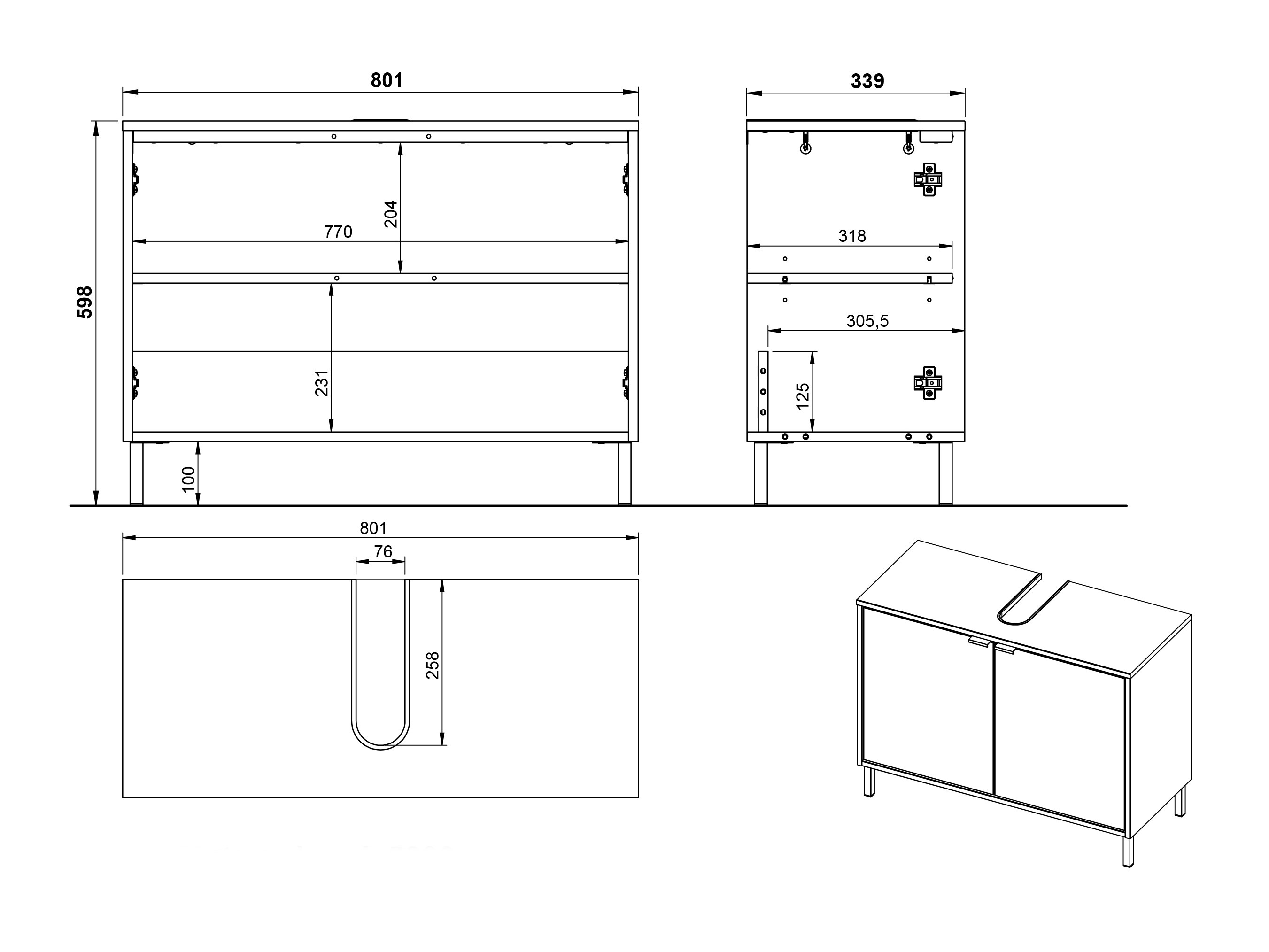 Mosdó alatti álló szekrény Fenetro 100