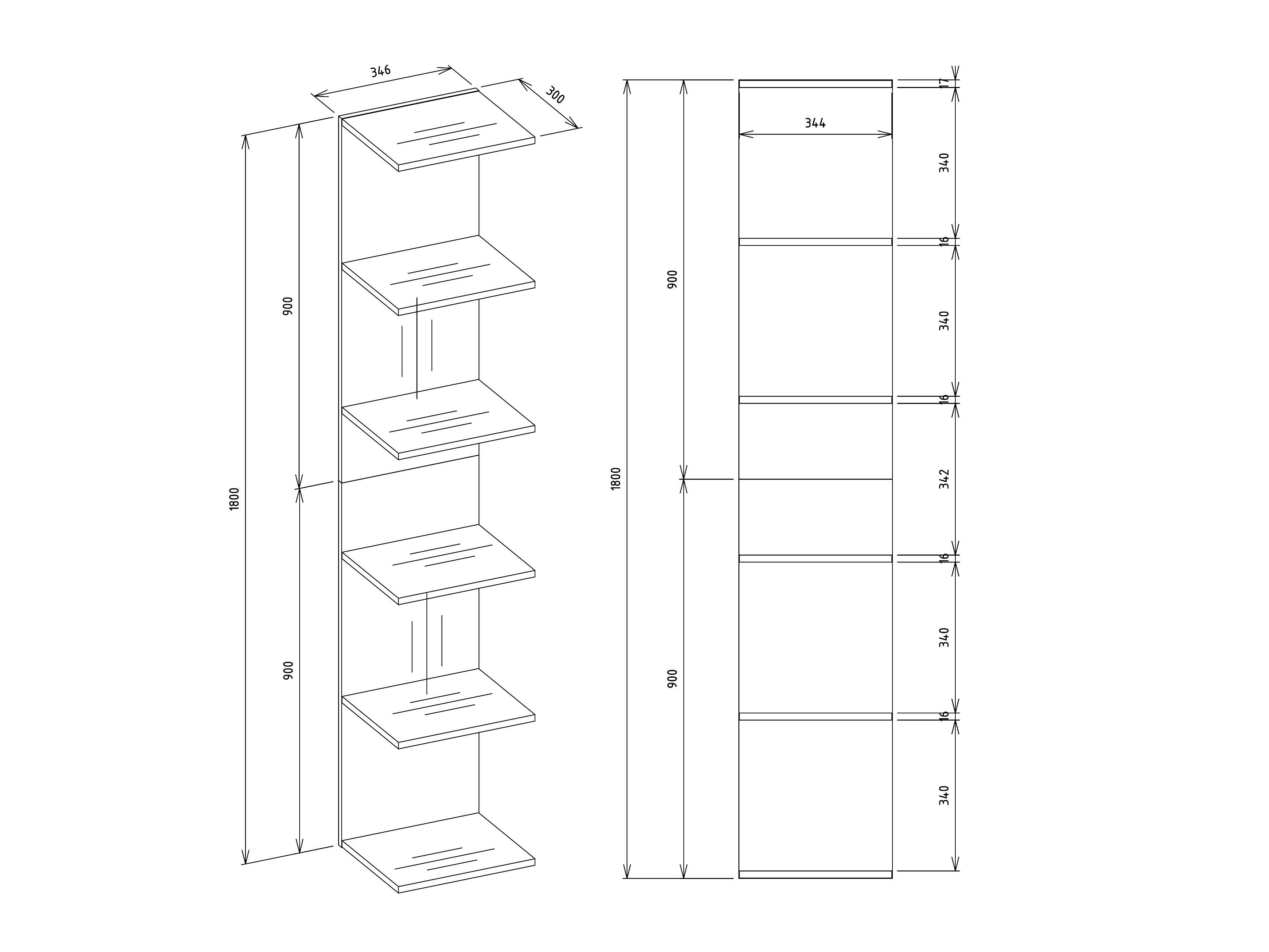 Könyvespolc Mandeville 333
