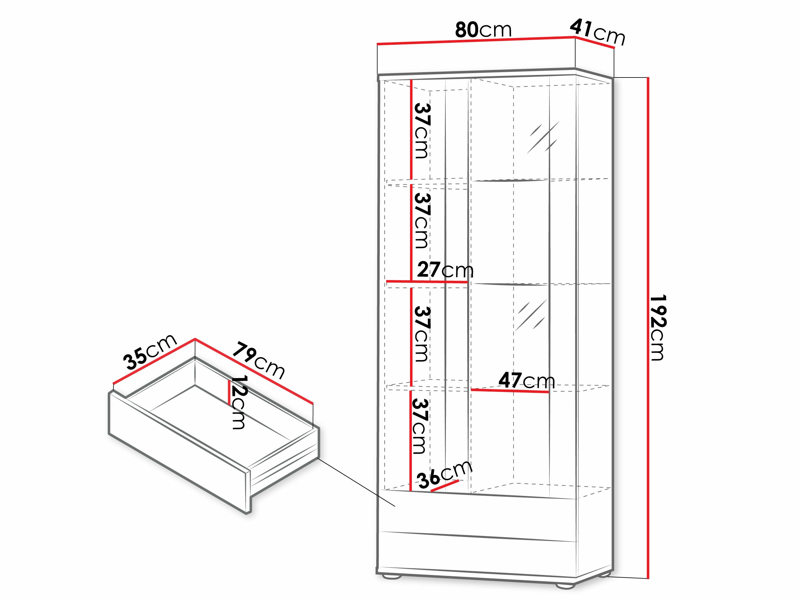 Könyvespolc Tornola 105 (Fehér + Fényes fehér)