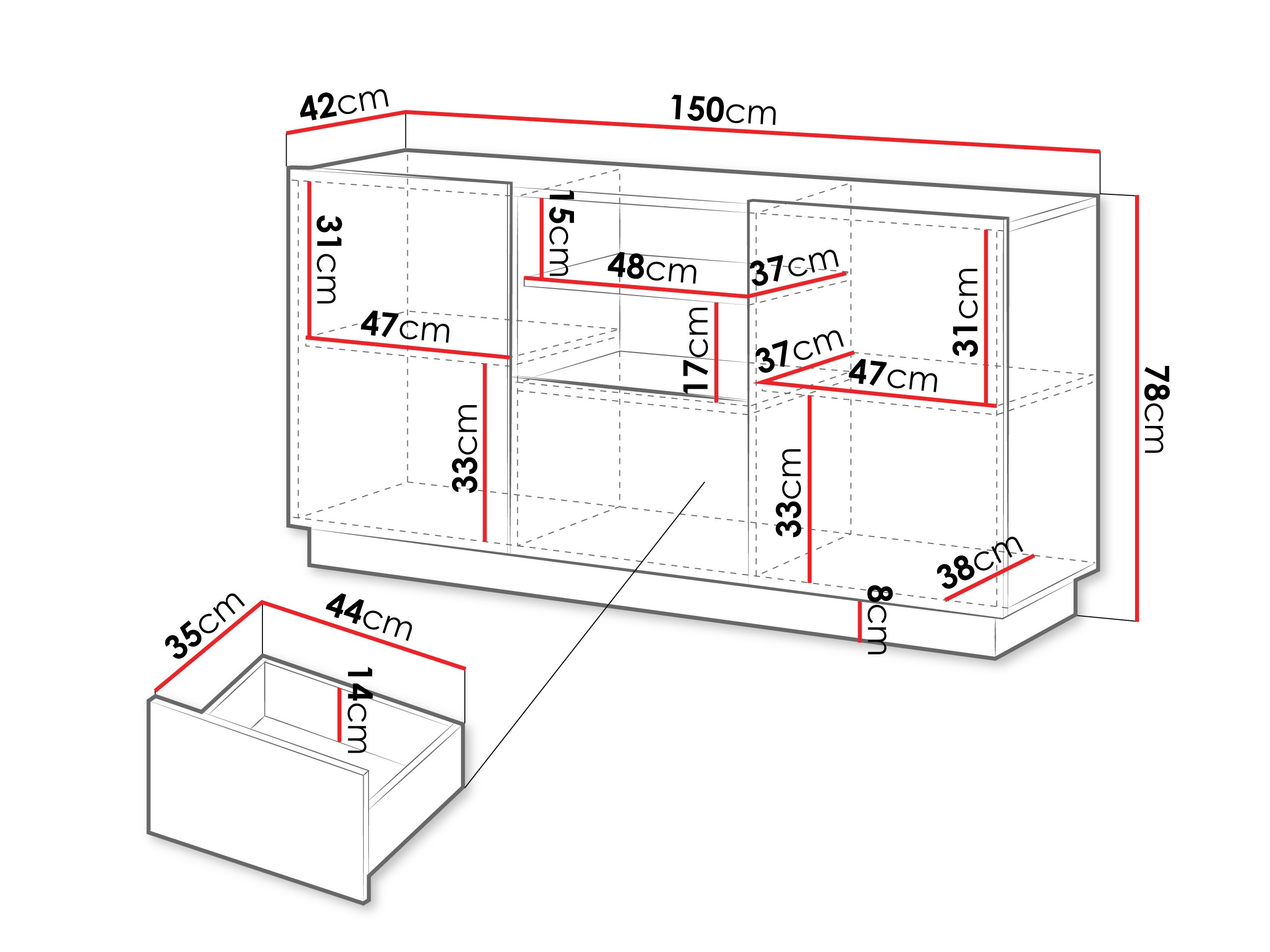 Komód Lingua (Fehér)