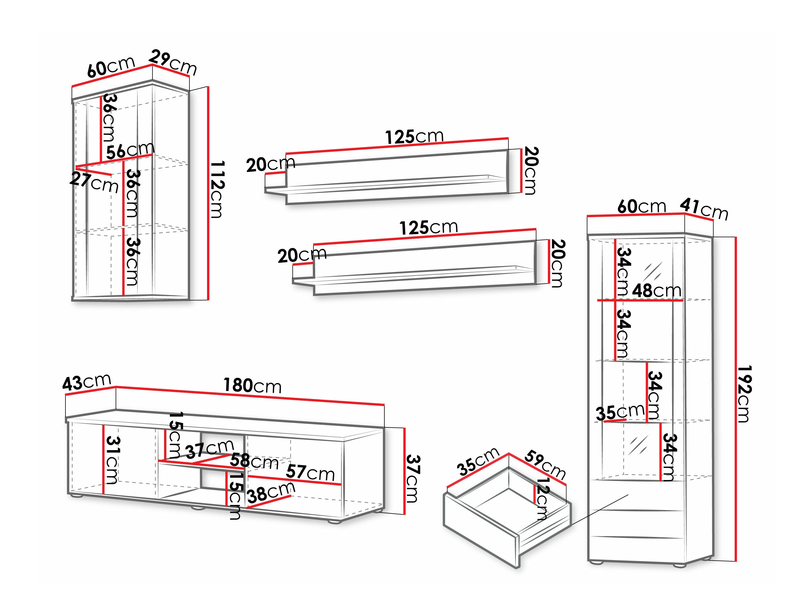 Nappali szett Tornola 114 (Fehér + Fényes fehér)