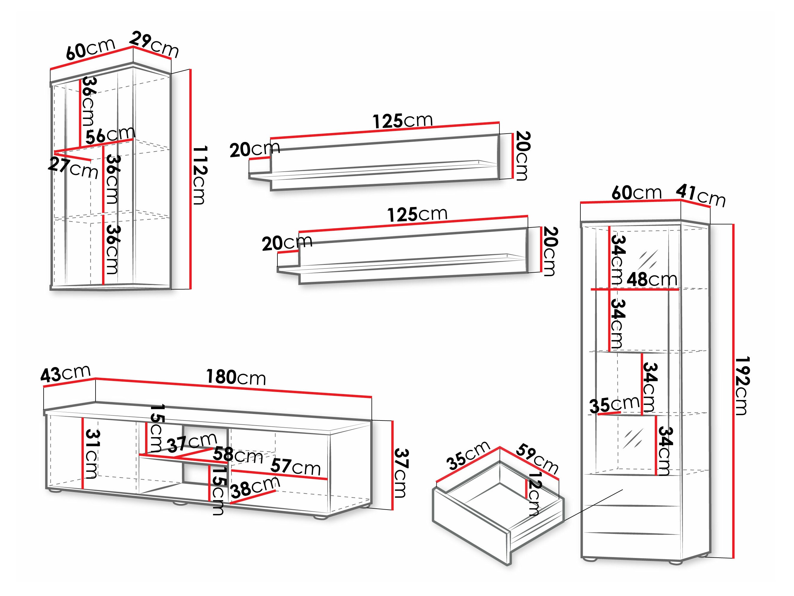 Nappali szett Tornola 114 (Fekete + Fényes fekete)