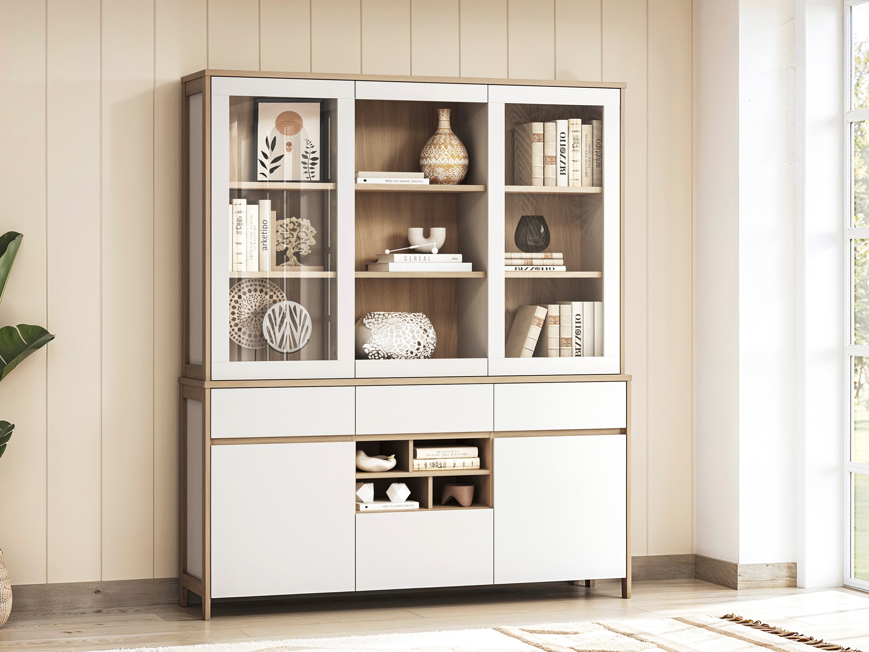 Könyvespolc Fermaru 100 (Fehér + Tölgy)