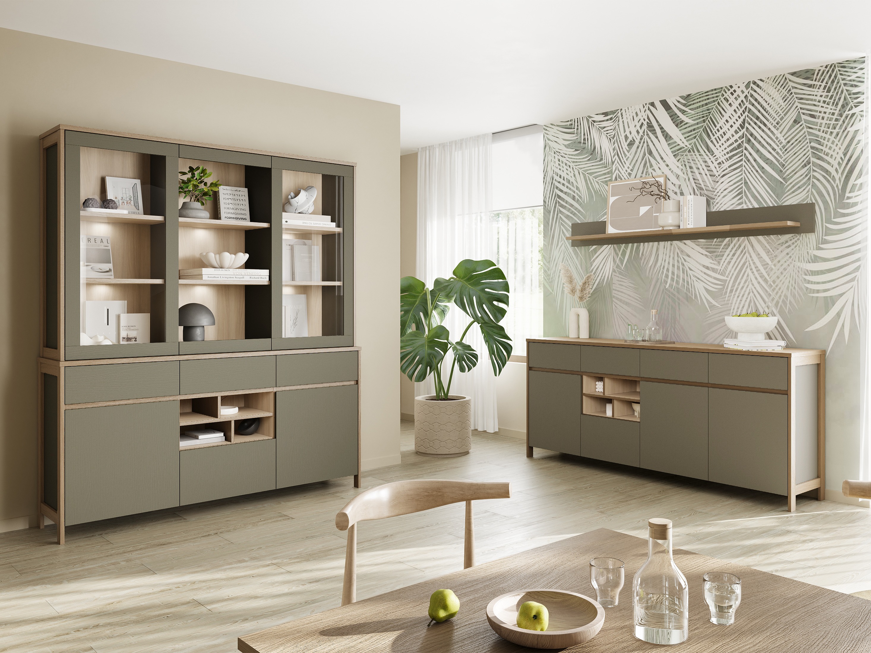 Könyvespolc Fermaru 100 (Poros zöld + Tölgy)