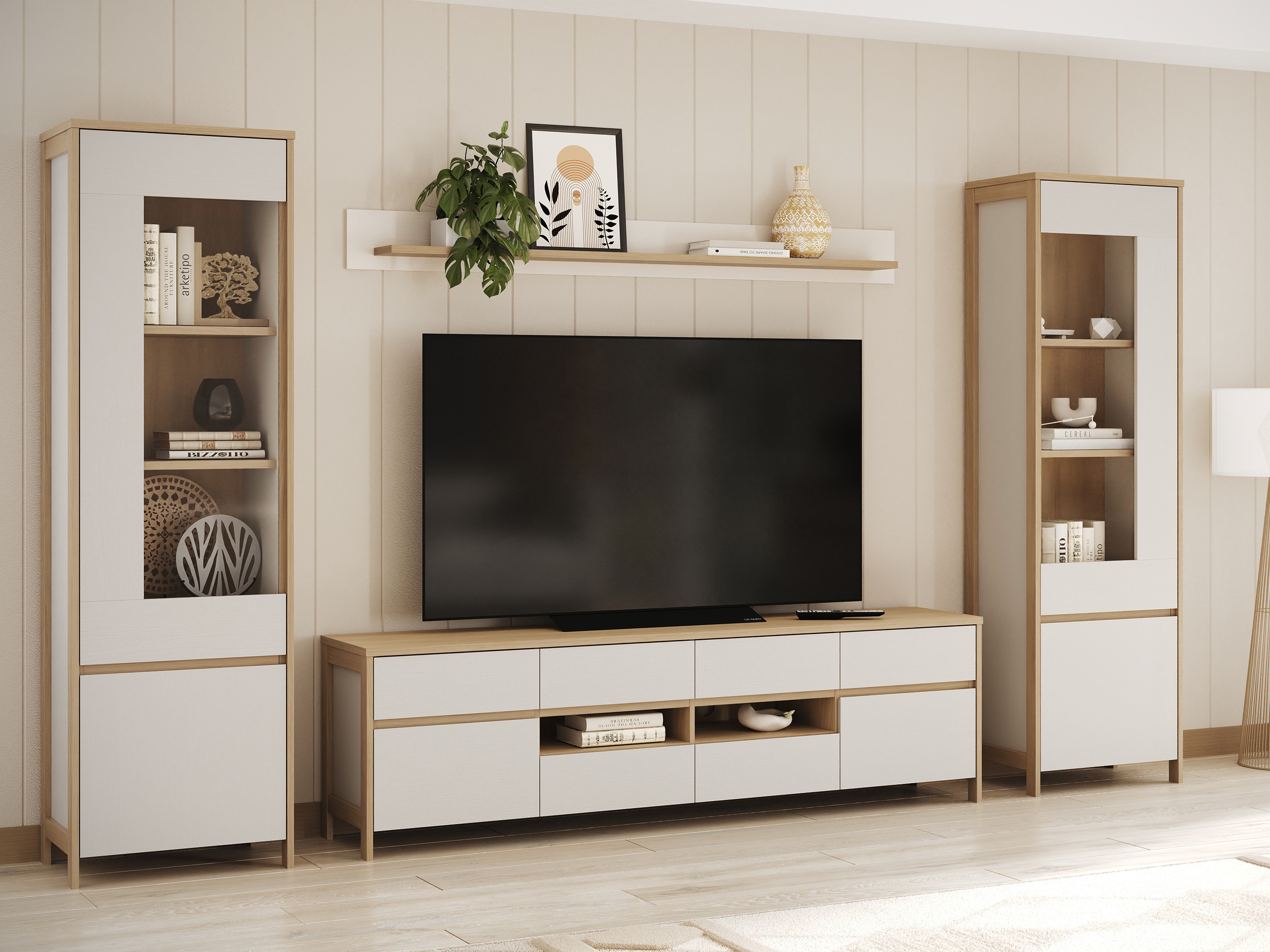 Könyvespolc Fermaru 101 (Fehér + Tölgy)