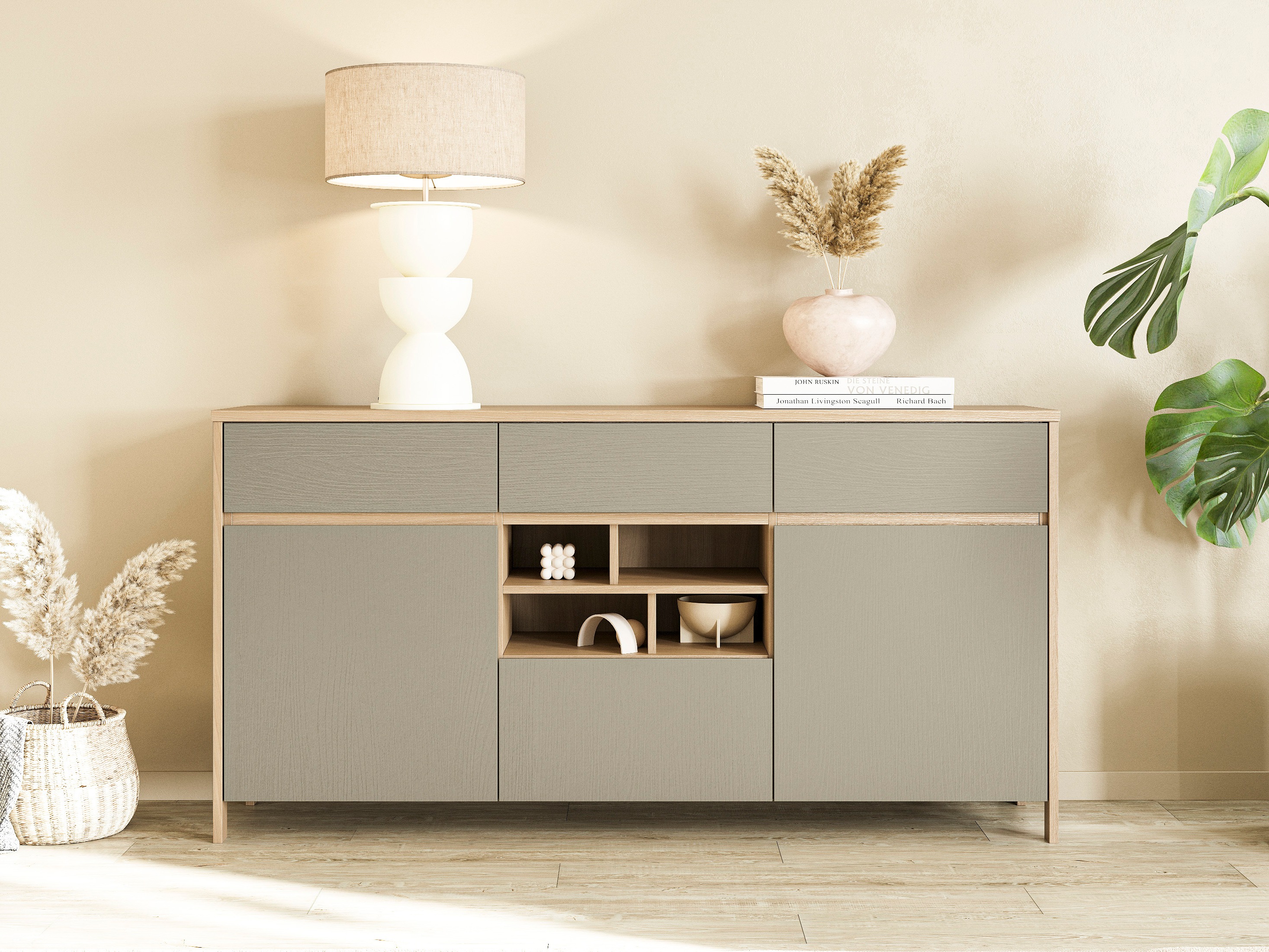 Komód Fermaru 104 (Poros zöld + Tölgy)