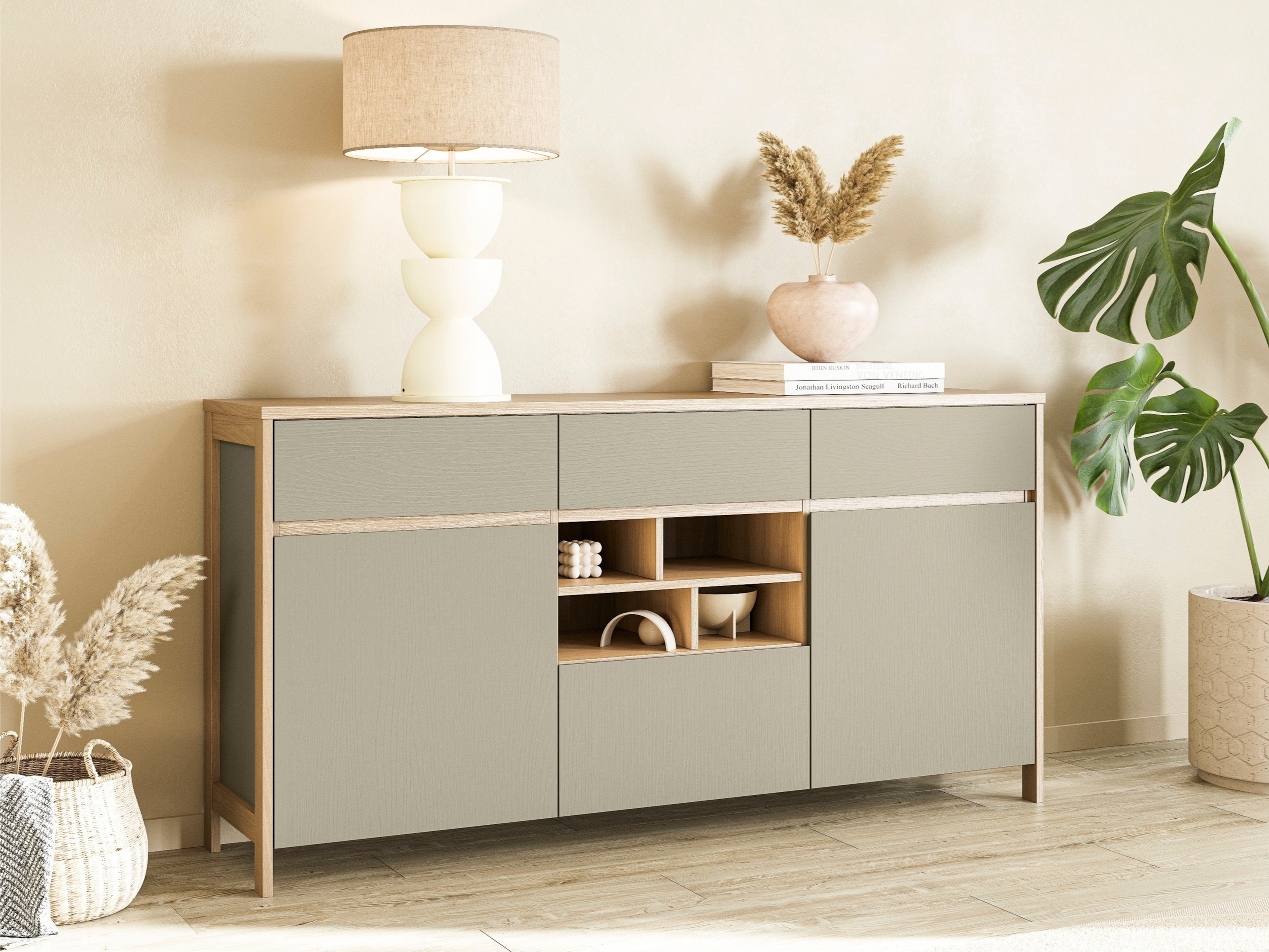 Komód Fermaru 104 (Poros zöld + Tölgy)