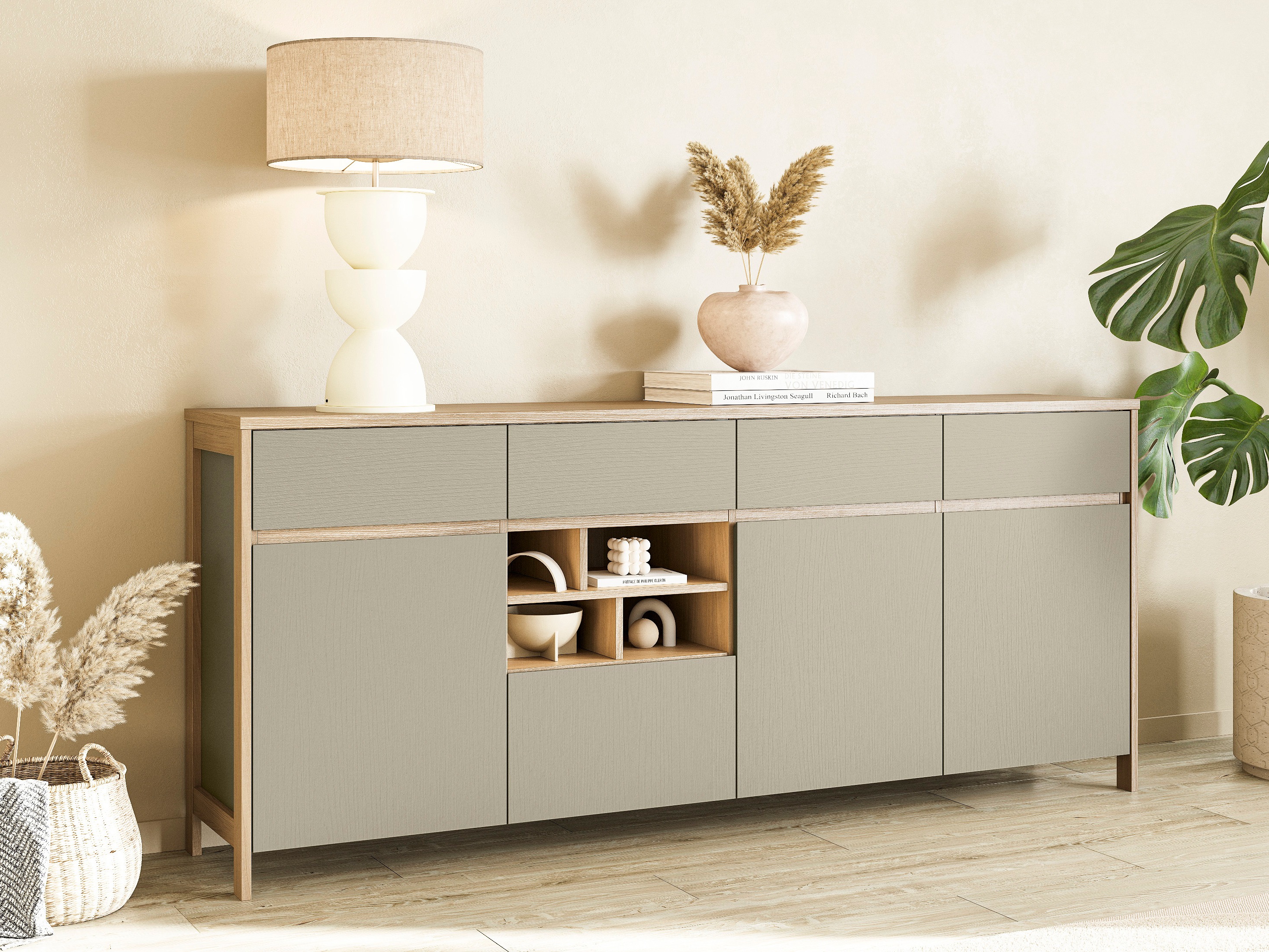 Komód Fermaru 105 (Poros zöld + Tölgy)