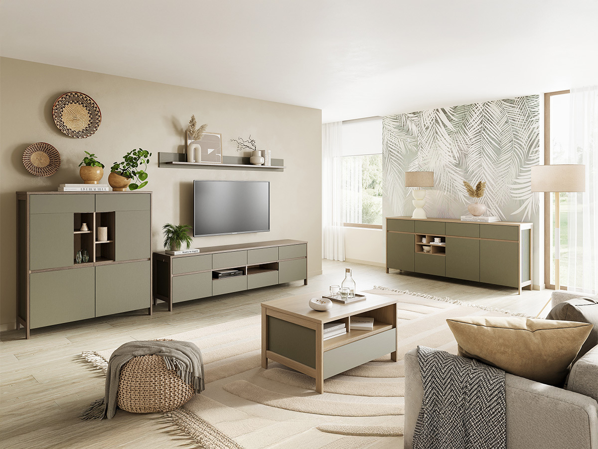 Komód Fermaru 105 (Poros zöld + Tölgy)